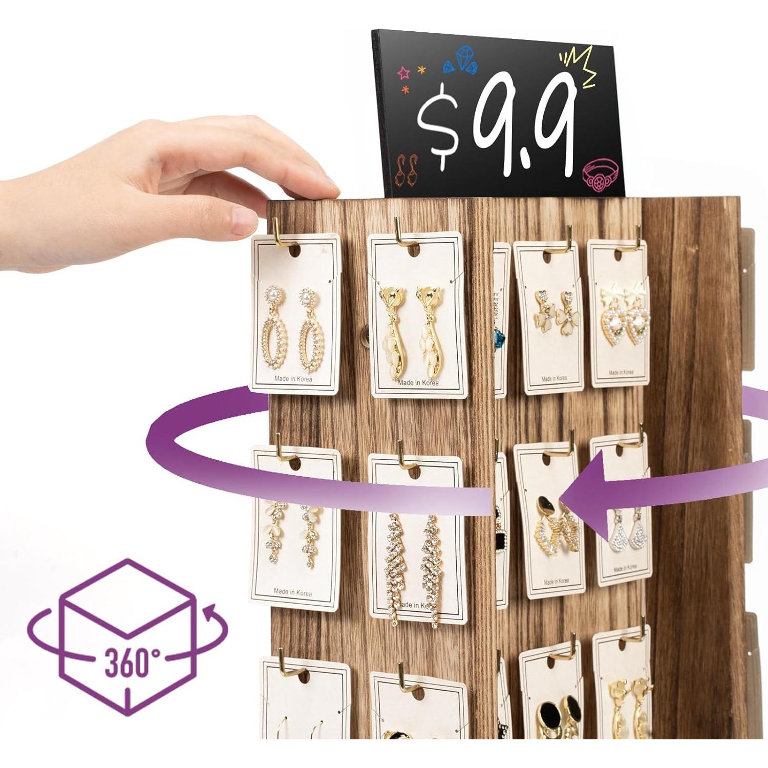 Soporte Giratorio para Pendientes Pinzoveco de Madera 40 Ganchos