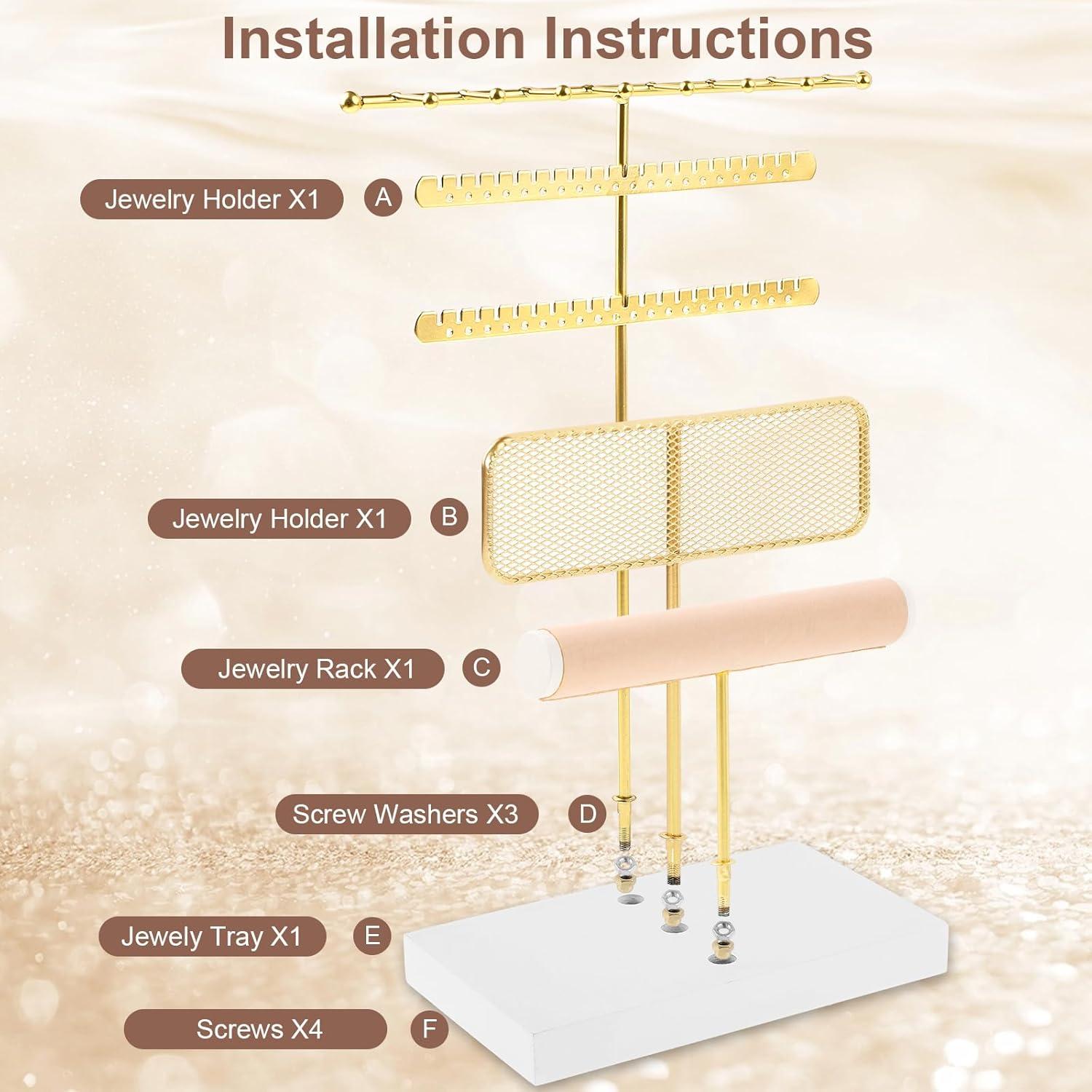 Soporte Organizador de Joyería Dntorx 4 Compartimentos Beige