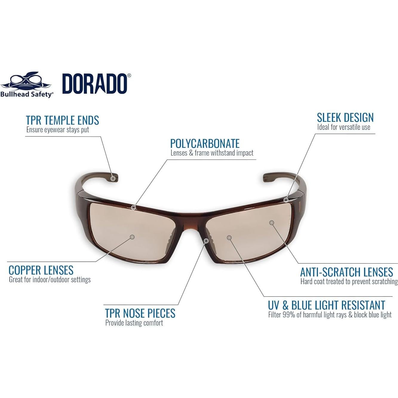 Gafas de Seguridad Bullhead BH9711 Lentes Dobles Cobre UV