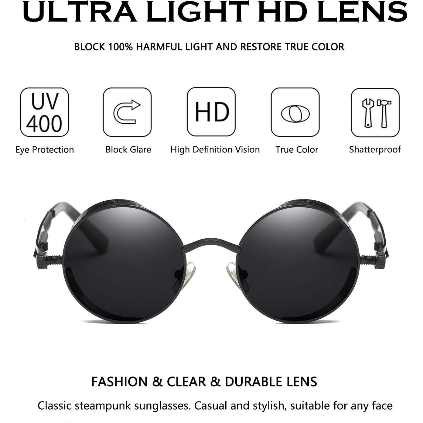 Gafas de Sol Redondas Dollger Metal UV400 Estilo Retro