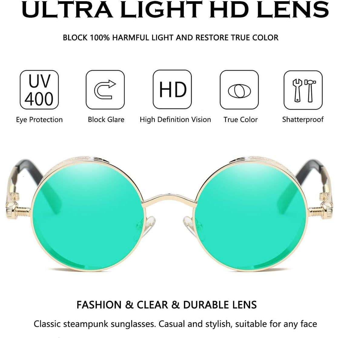 Gafas de Sol Redondas UV400 Metal Dollger Verde/Dorado