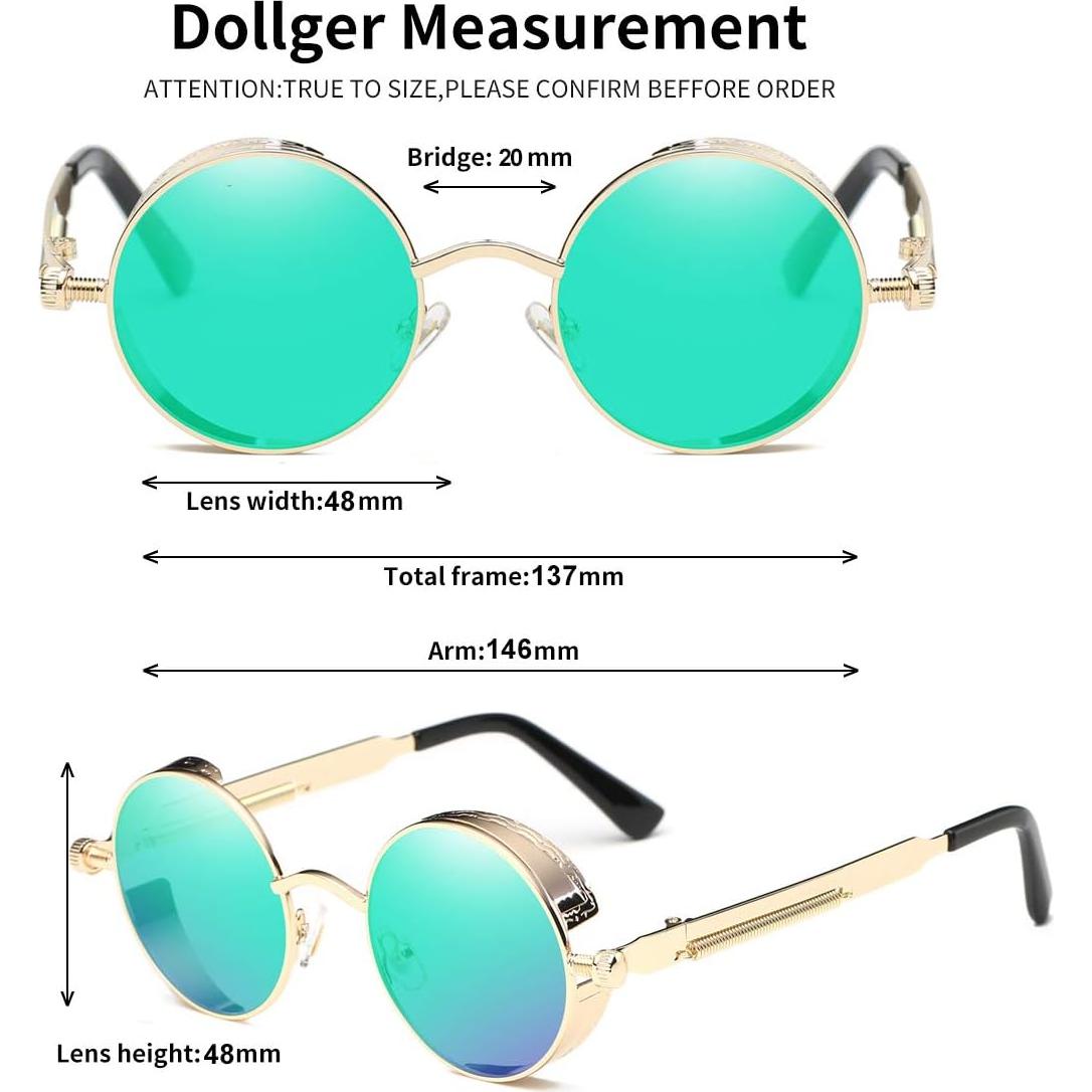 Gafas de Sol Redondas UV400 Metal Dollger Verde/Dorado