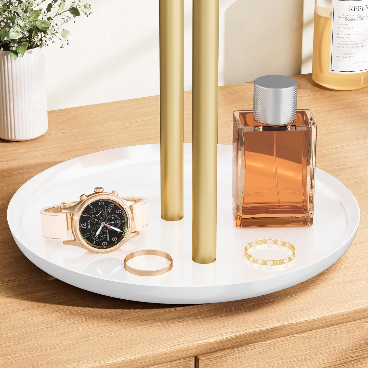 Soporte de Joyería Jasopaco en Forma de T con Bandeja - Oro