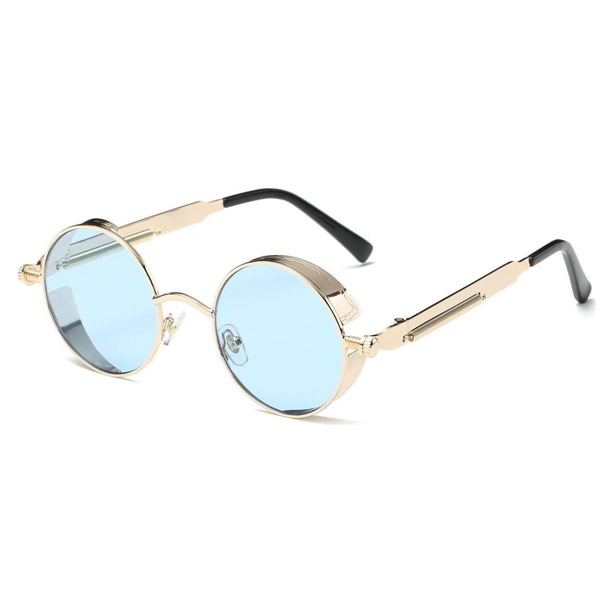 Gafas de Sol Redondas Dollger Metal UV400 Azul Dorado