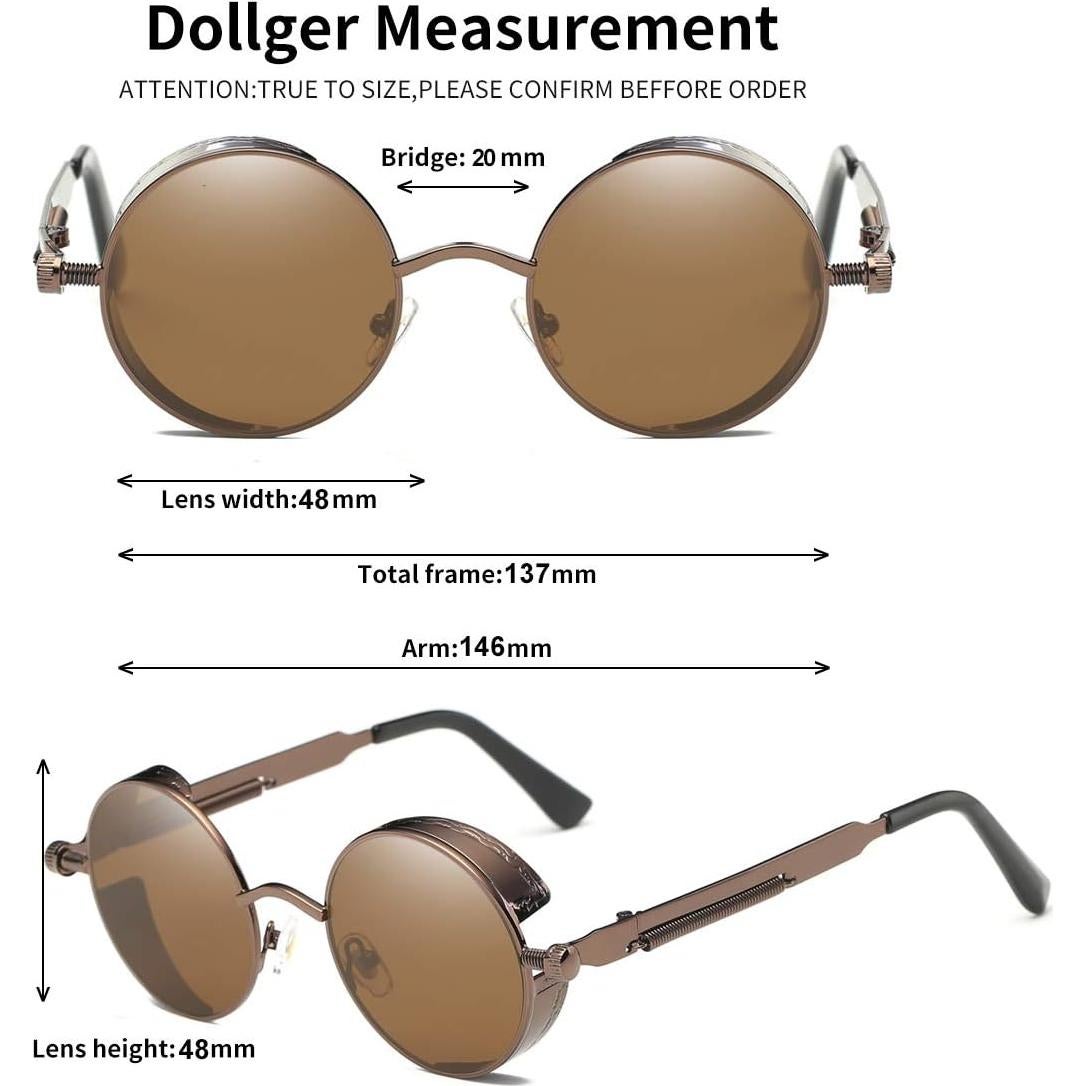 Gafas de Sol Redondas Dollger UV400 Metal Marrón