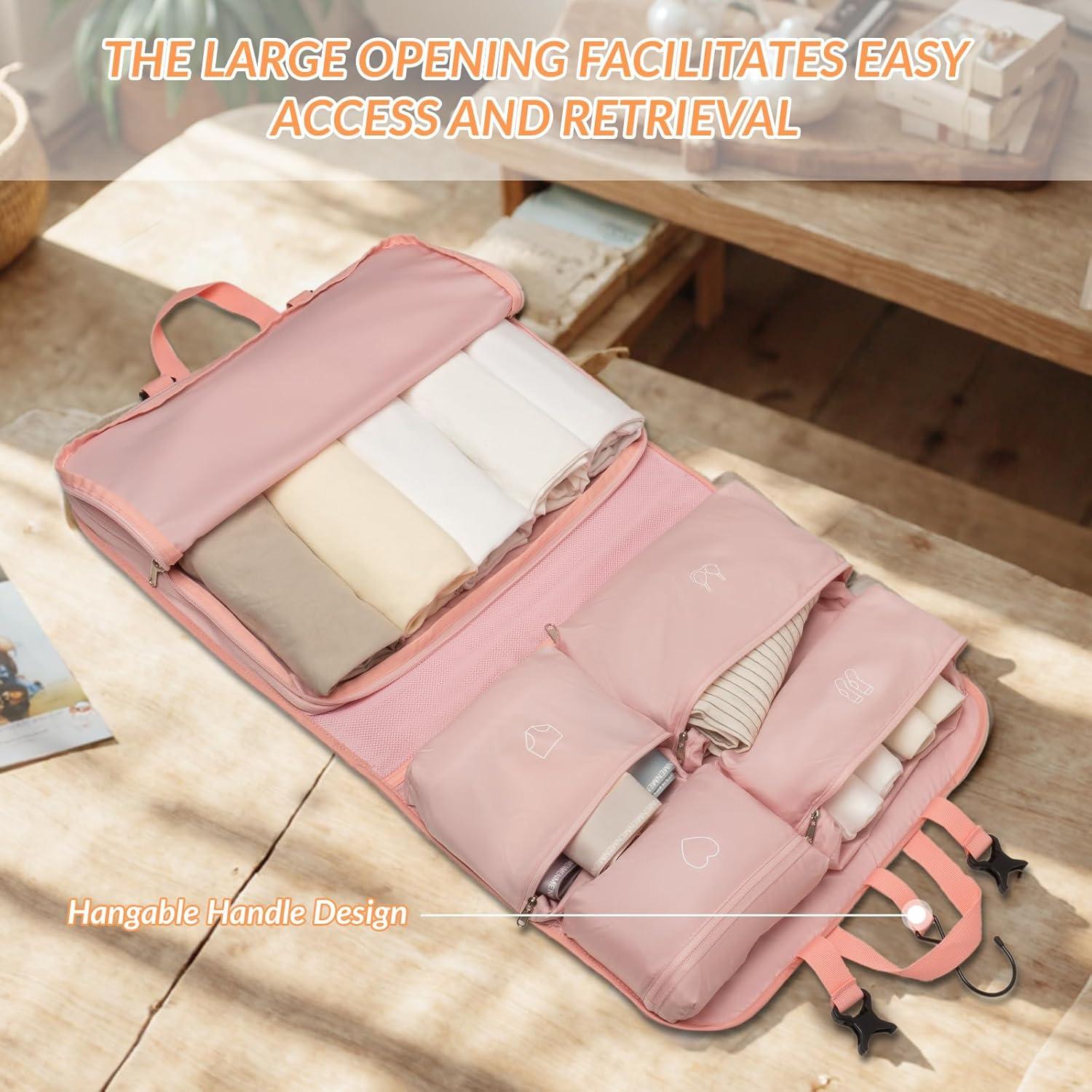 Cubos de Empaque Expandibles Runlight Rosa 5 Bolsillos Viaje