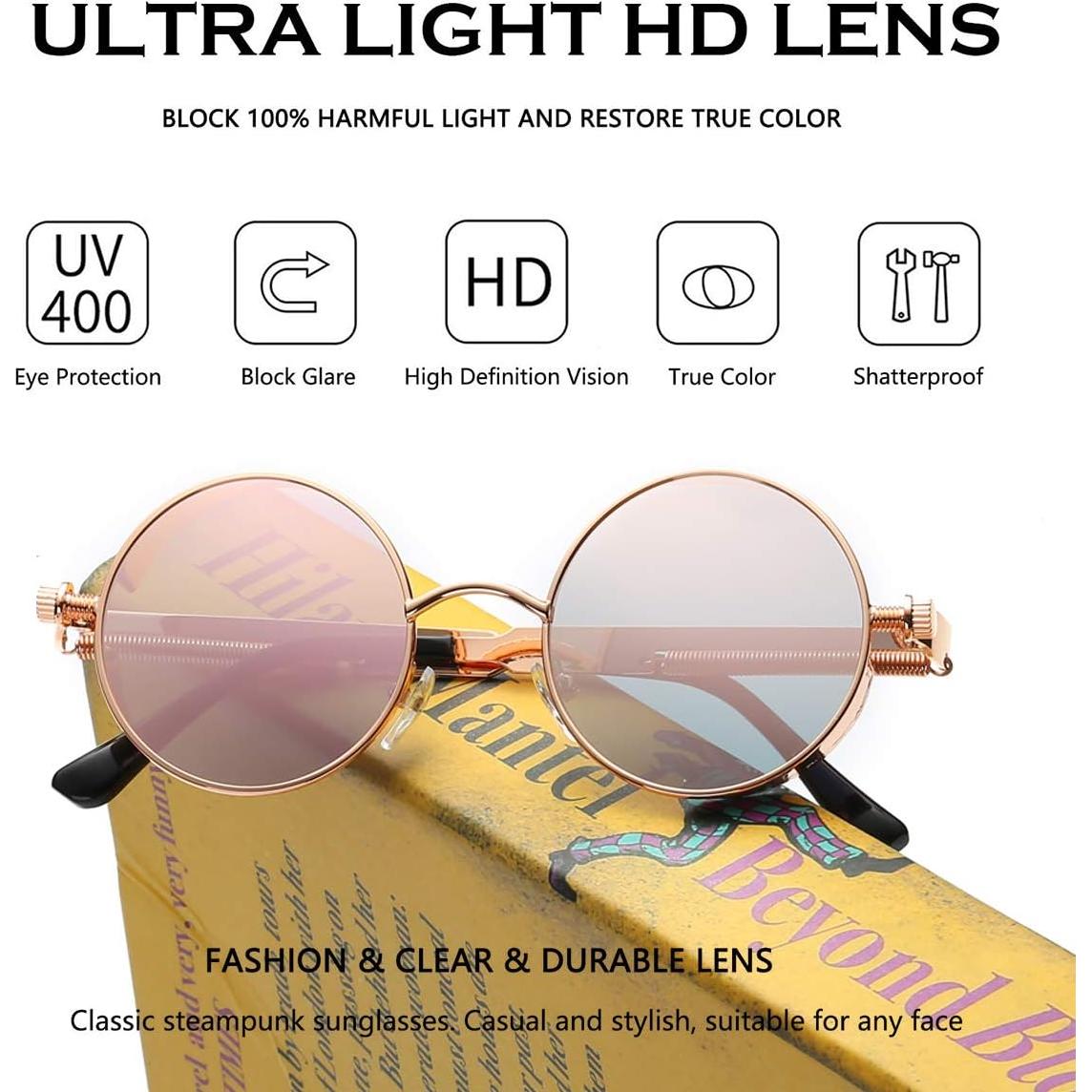 Gafas de Sol Redondas UV400 Metal Dollger Rosa/Dorado