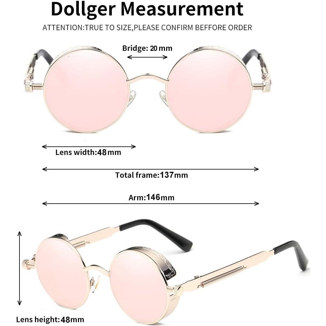 Gafas de sol redondas Dollger UV400 metal rosa dorado