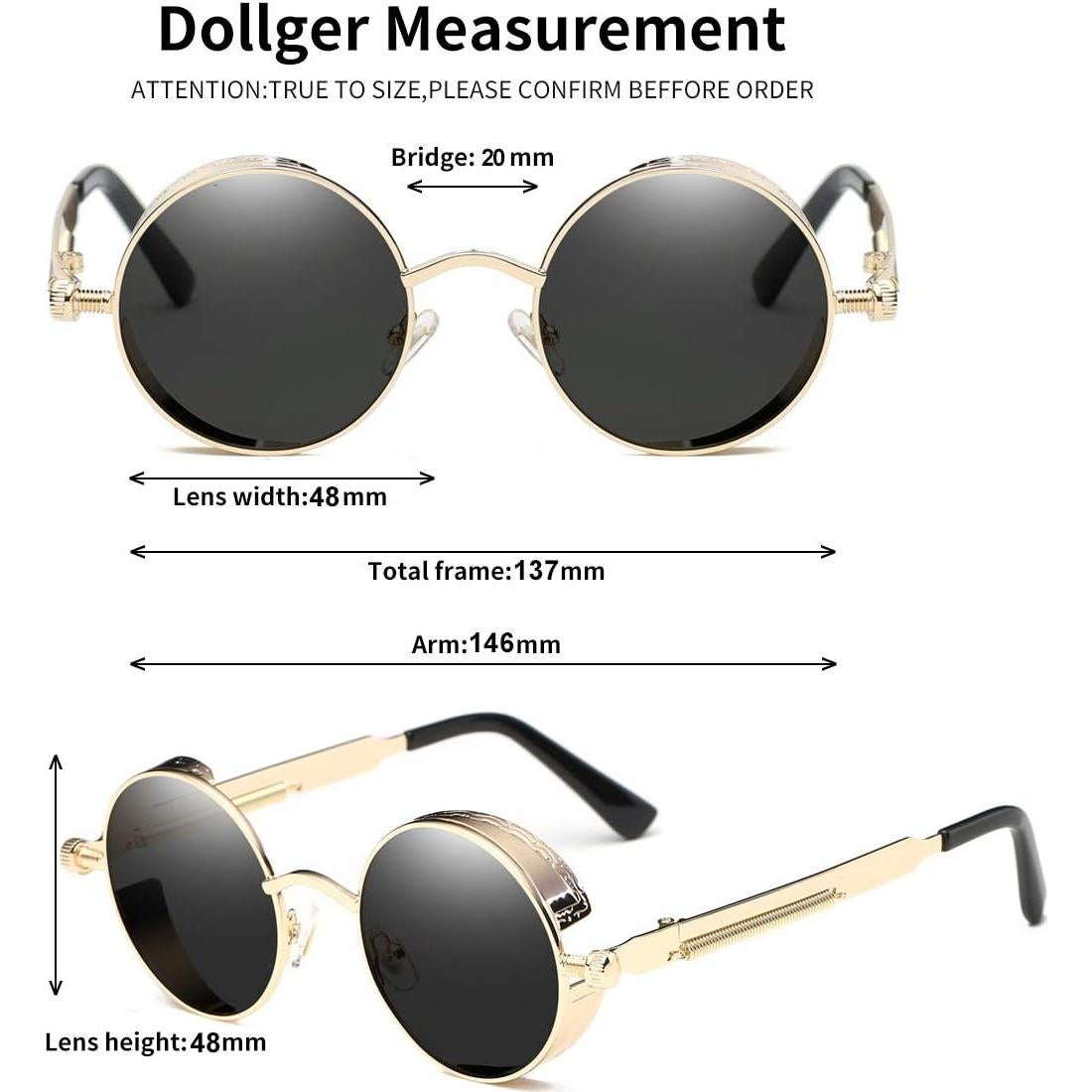 Gafas de Sol Redondas Steampunk Dollger UV400 Metal