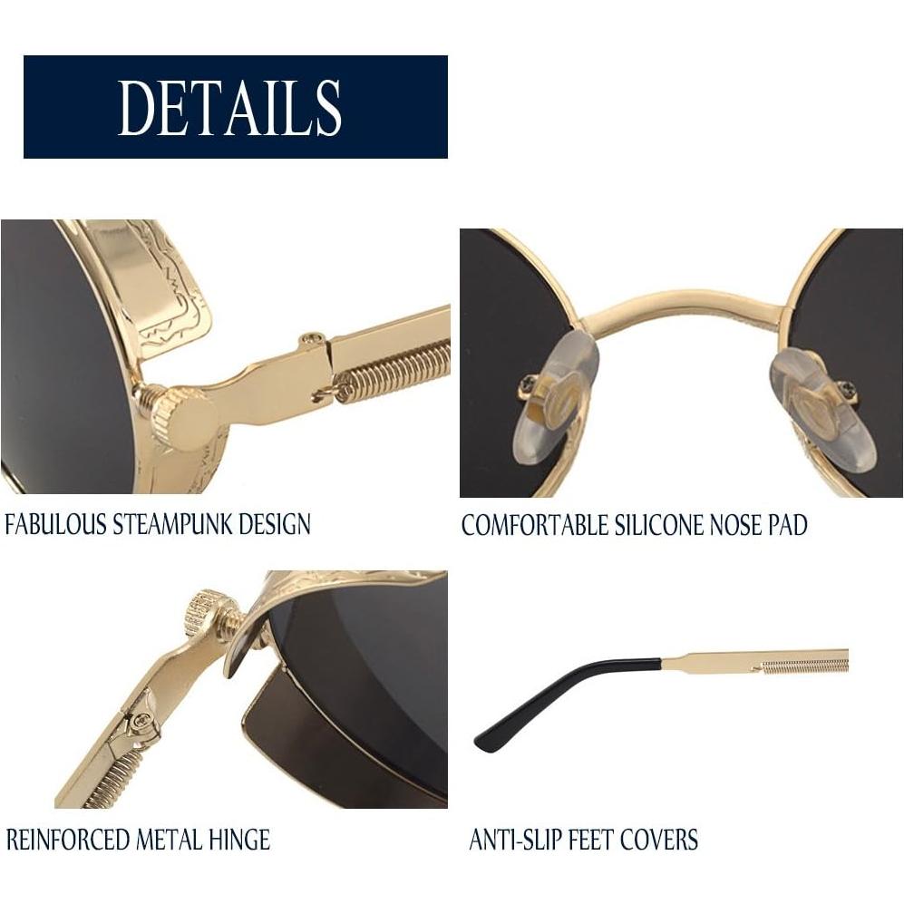 Gafas de Sol Redondas Steampunk Dollger UV400 Metal