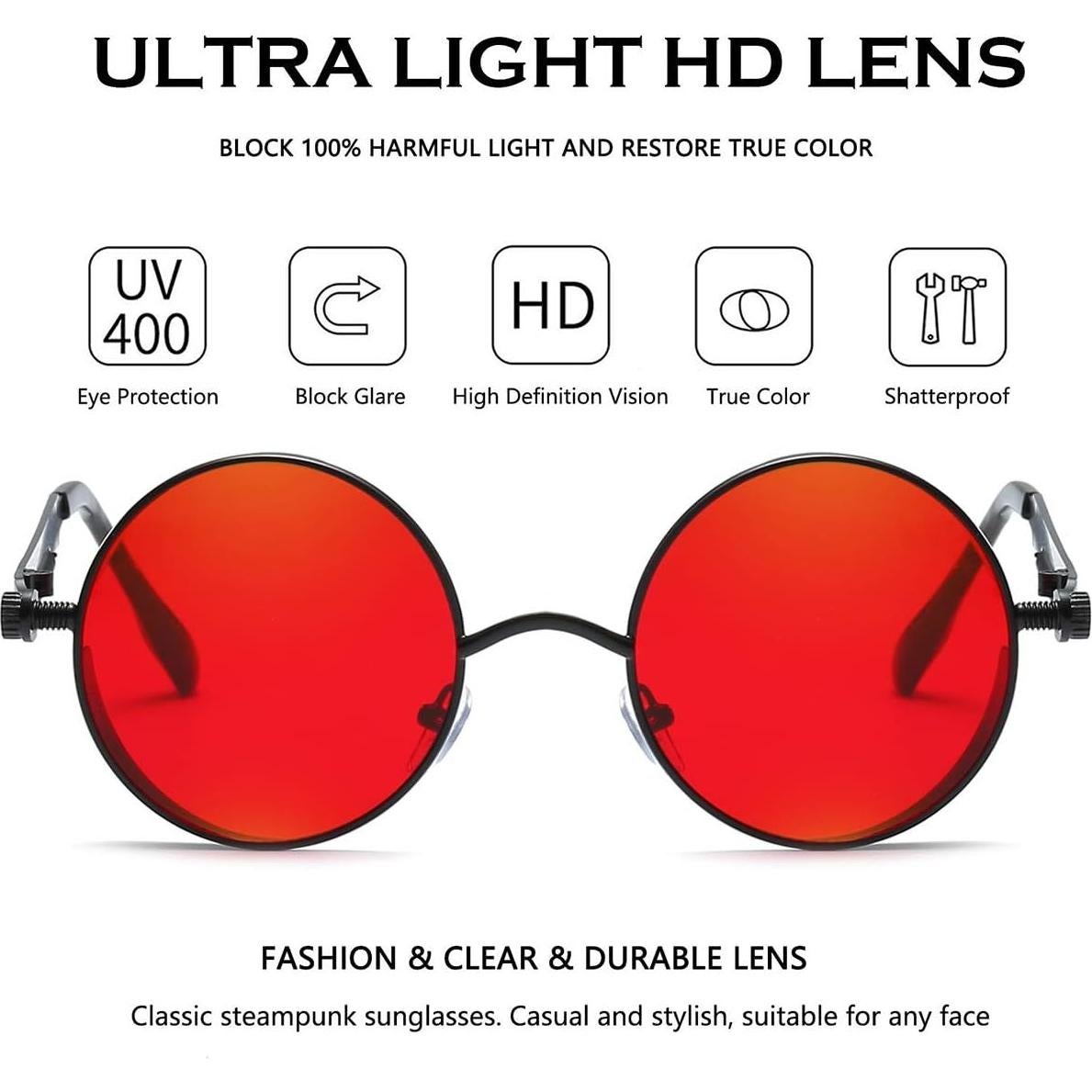 Gafas de Sol Redondas Dollger Metal UV400 Estilo Retro