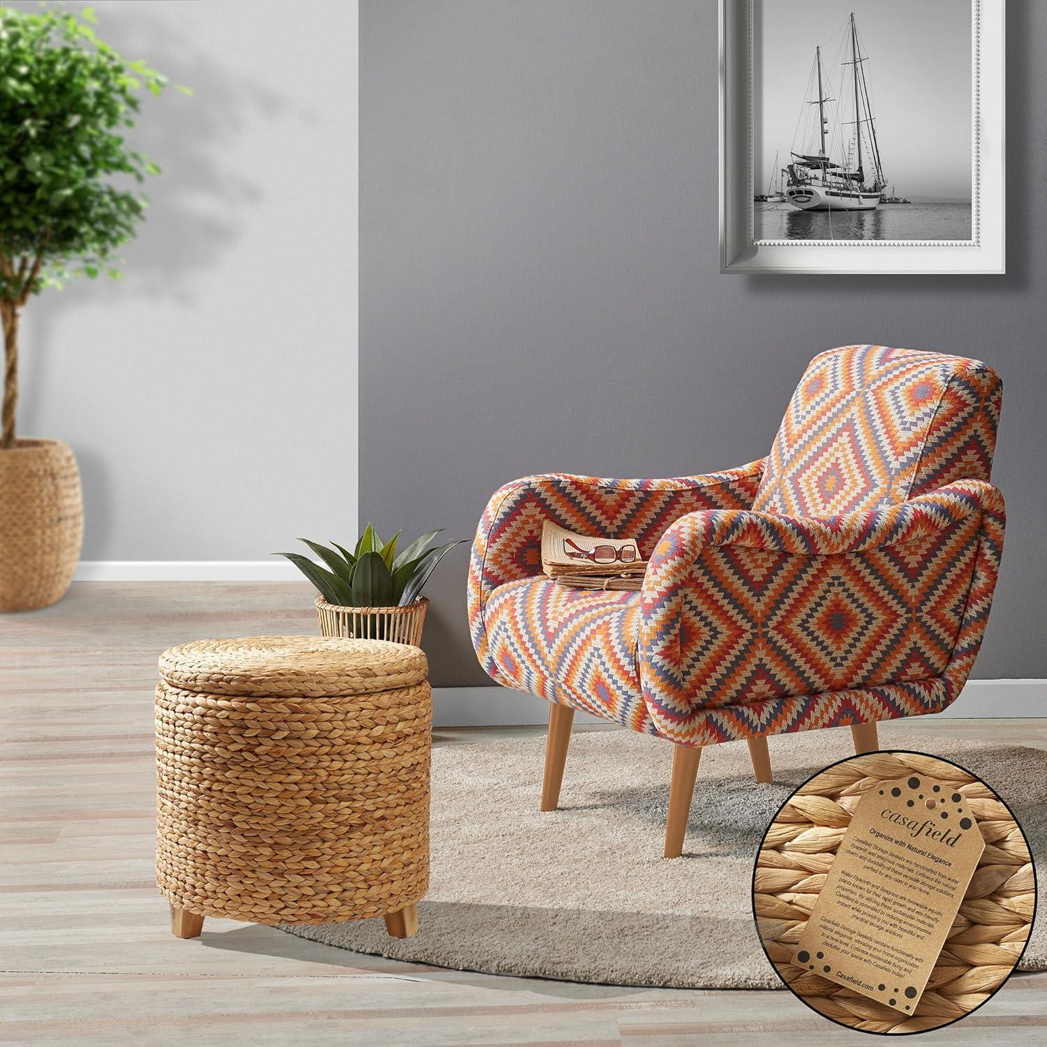 Ottomán de Almacenamiento Redondo Casafield 45 cm Natural