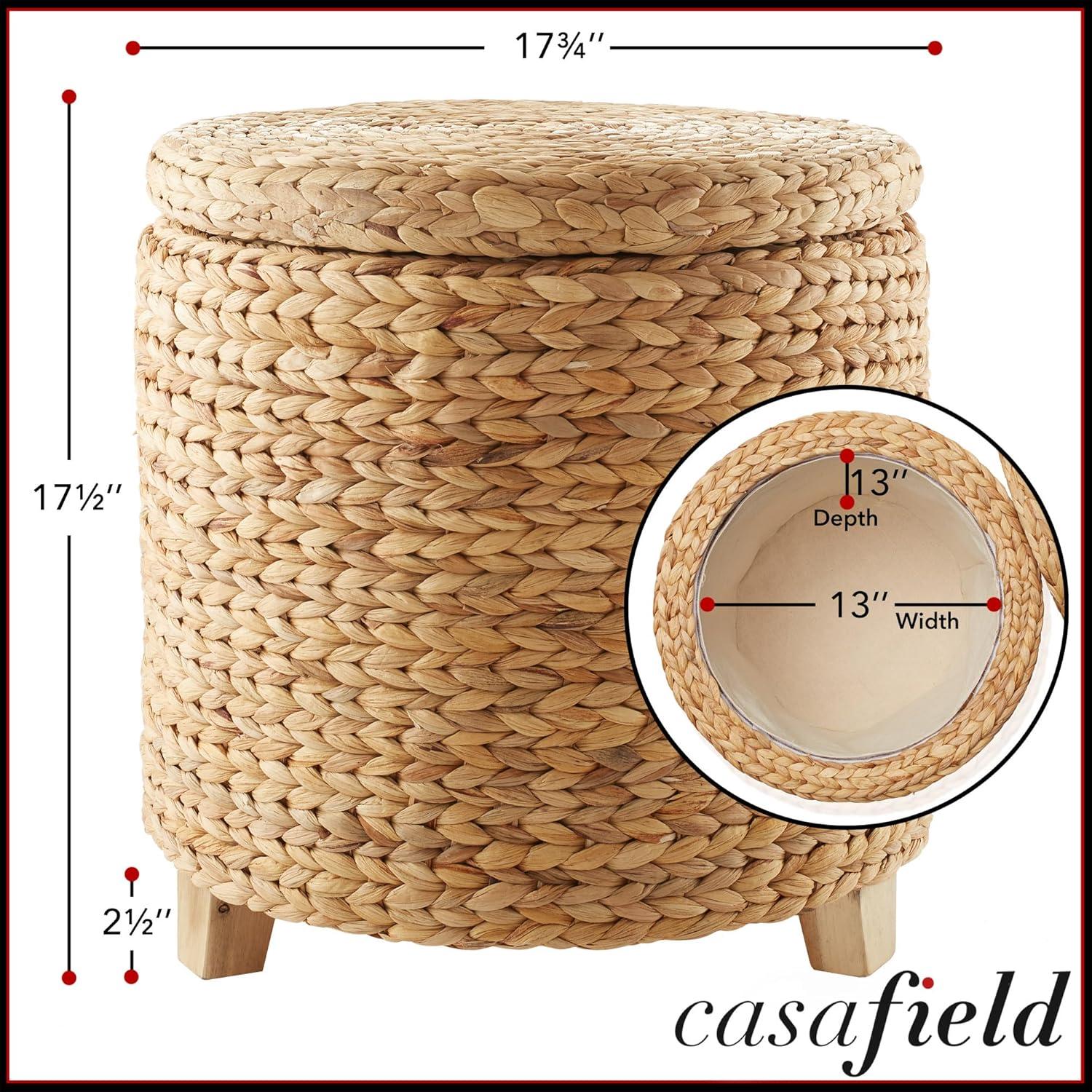 Ottomán de Almacenamiento Redondo Casafield 45 cm Natural