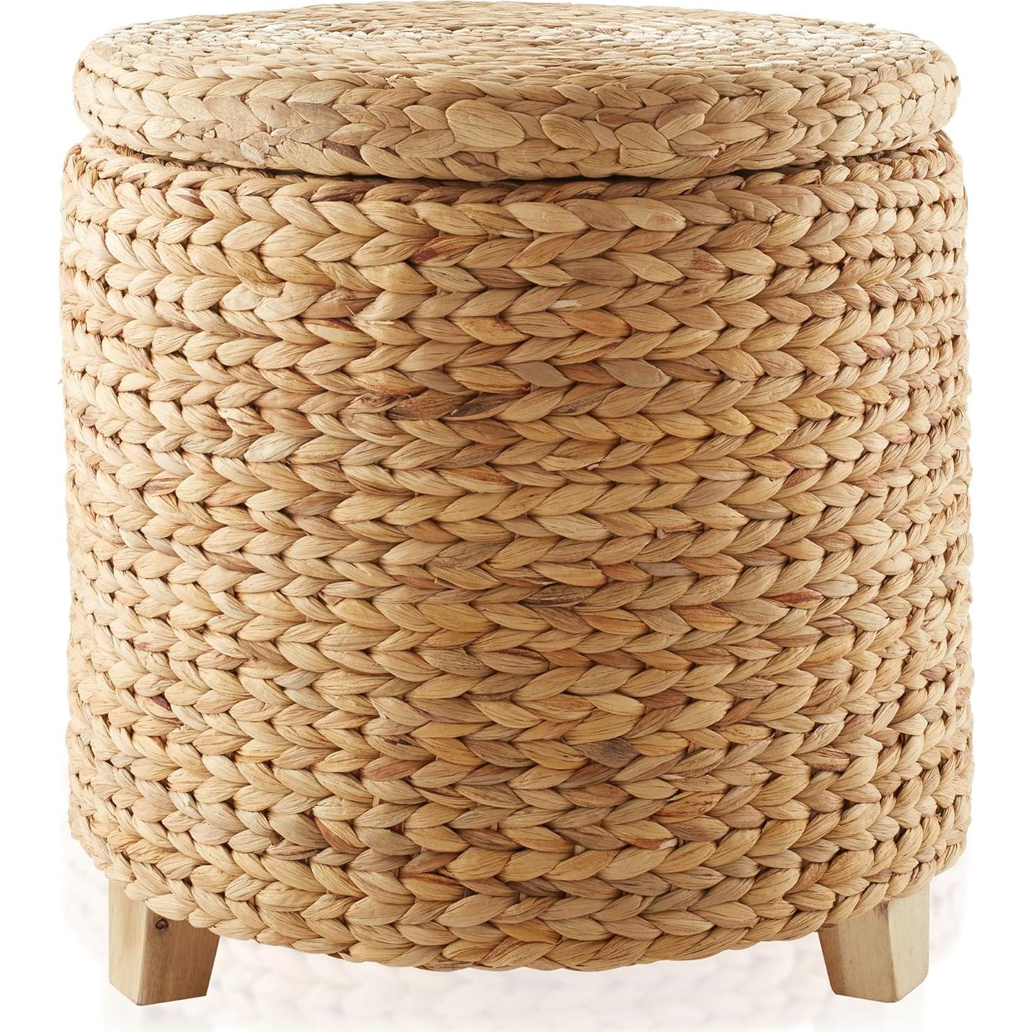 Ottomán de Almacenamiento Redondo Casafield 45 cm Natural