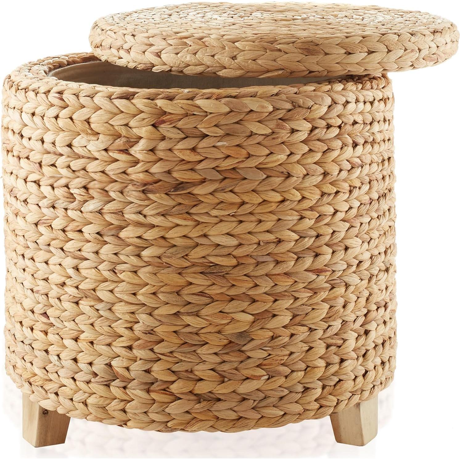 Ottomán de Almacenamiento Redondo Casafield 45 cm Natural