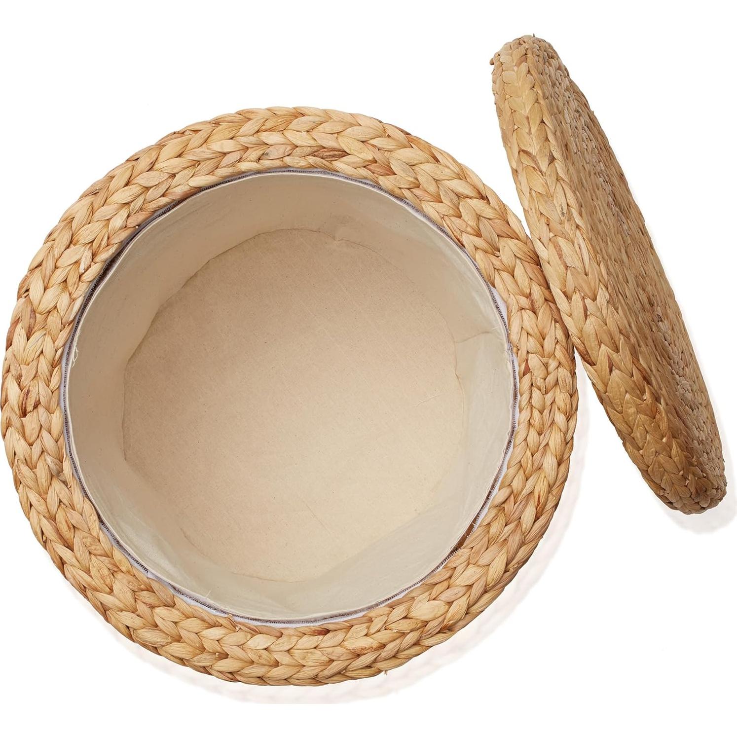 Ottomán de Almacenamiento Redondo Casafield 45 cm Natural