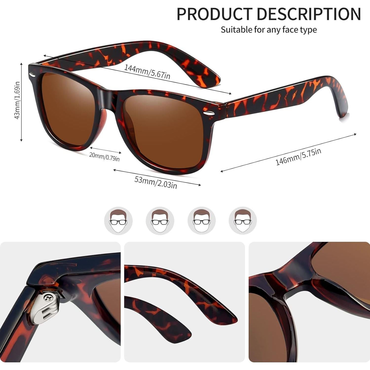 Gafas de sol Joopin cuadradas polarizadas UV400 unisex
