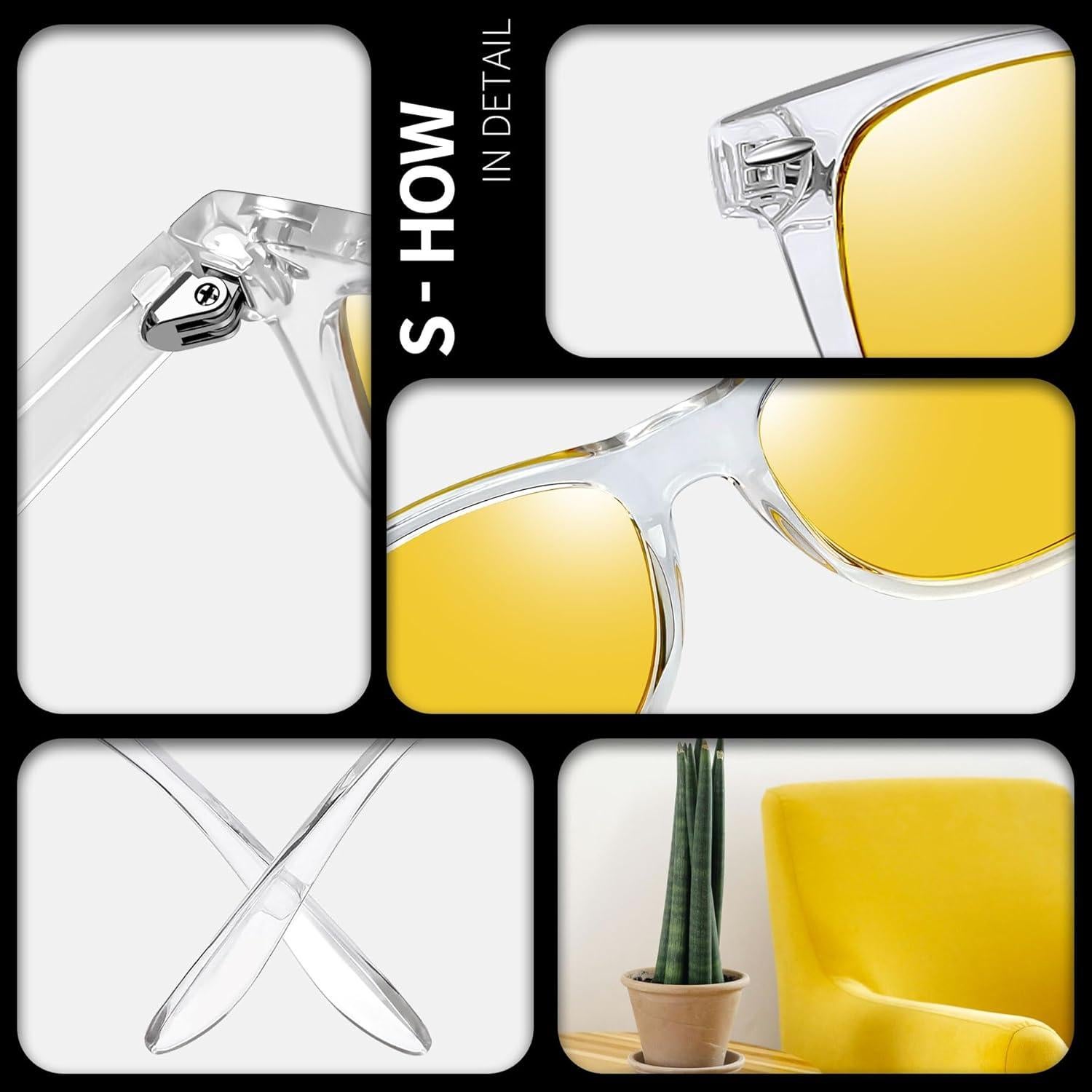 Gafas de sol Joopin cuadradas amarillas UV400 unisex