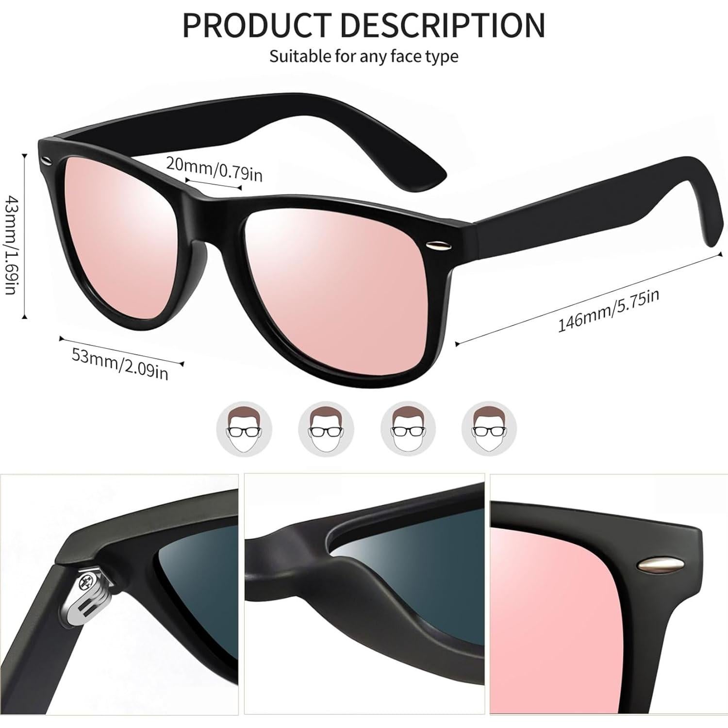 Gafas de sol Joopin cuadradas polarizadas UV400 para hombres y mujeres