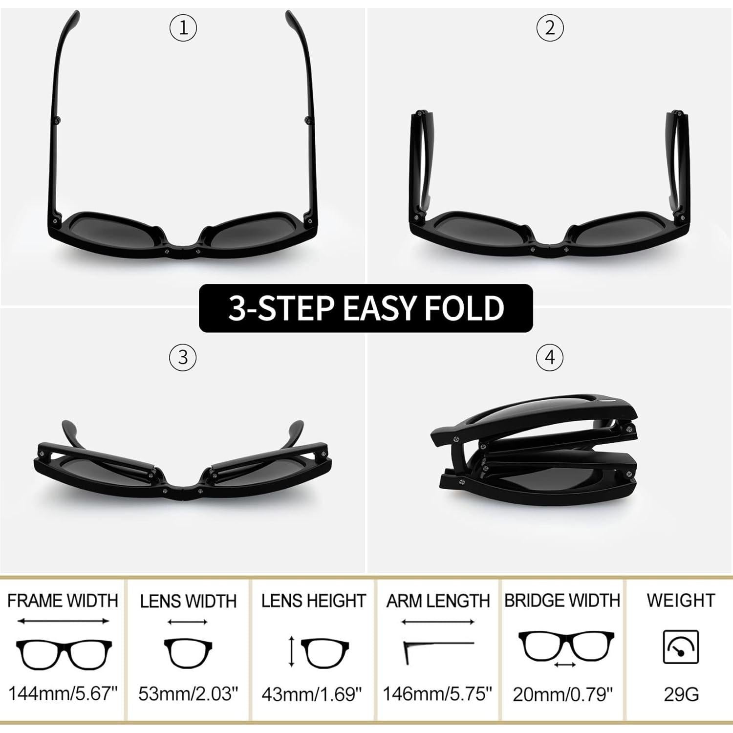 Gafas de sol cuadradas Joopin plegables UV400 polarizadas