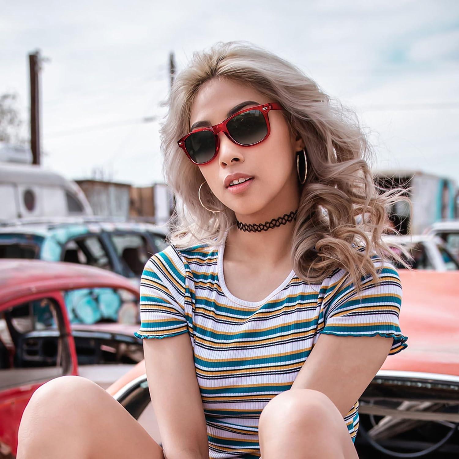 Gafas de sol Joopin cuadradas polarizadas UV400 rojas