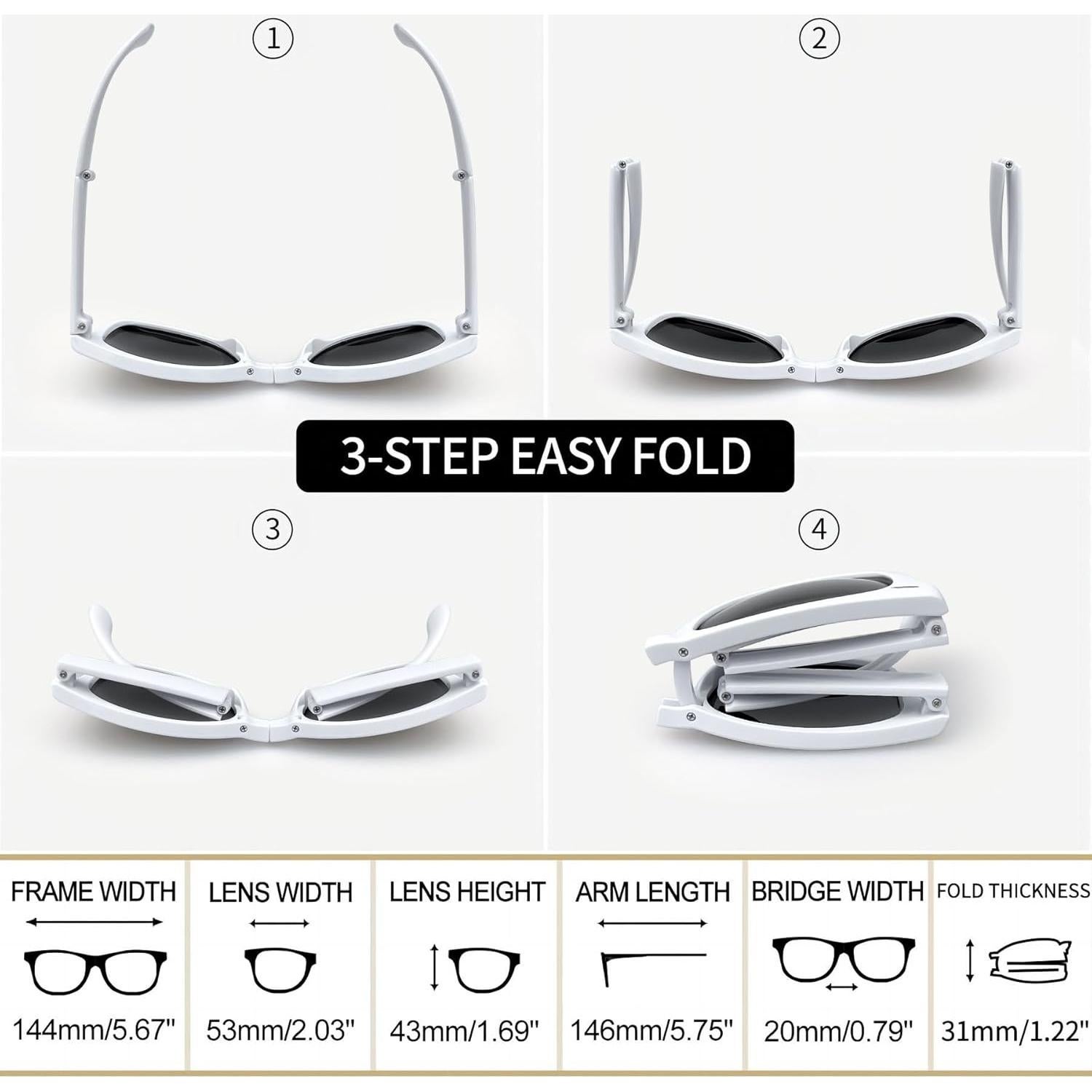 Gafas de sol Joopin plegables UV400 polarizadas blancas