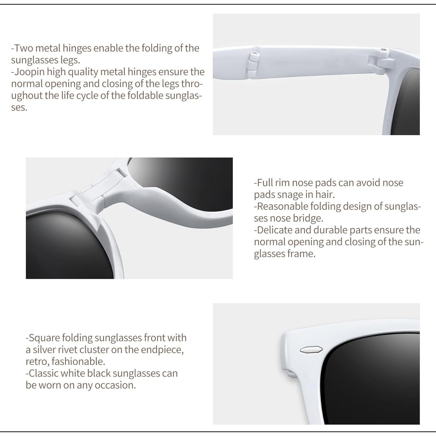 Gafas de sol Joopin plegables UV400 polarizadas blancas