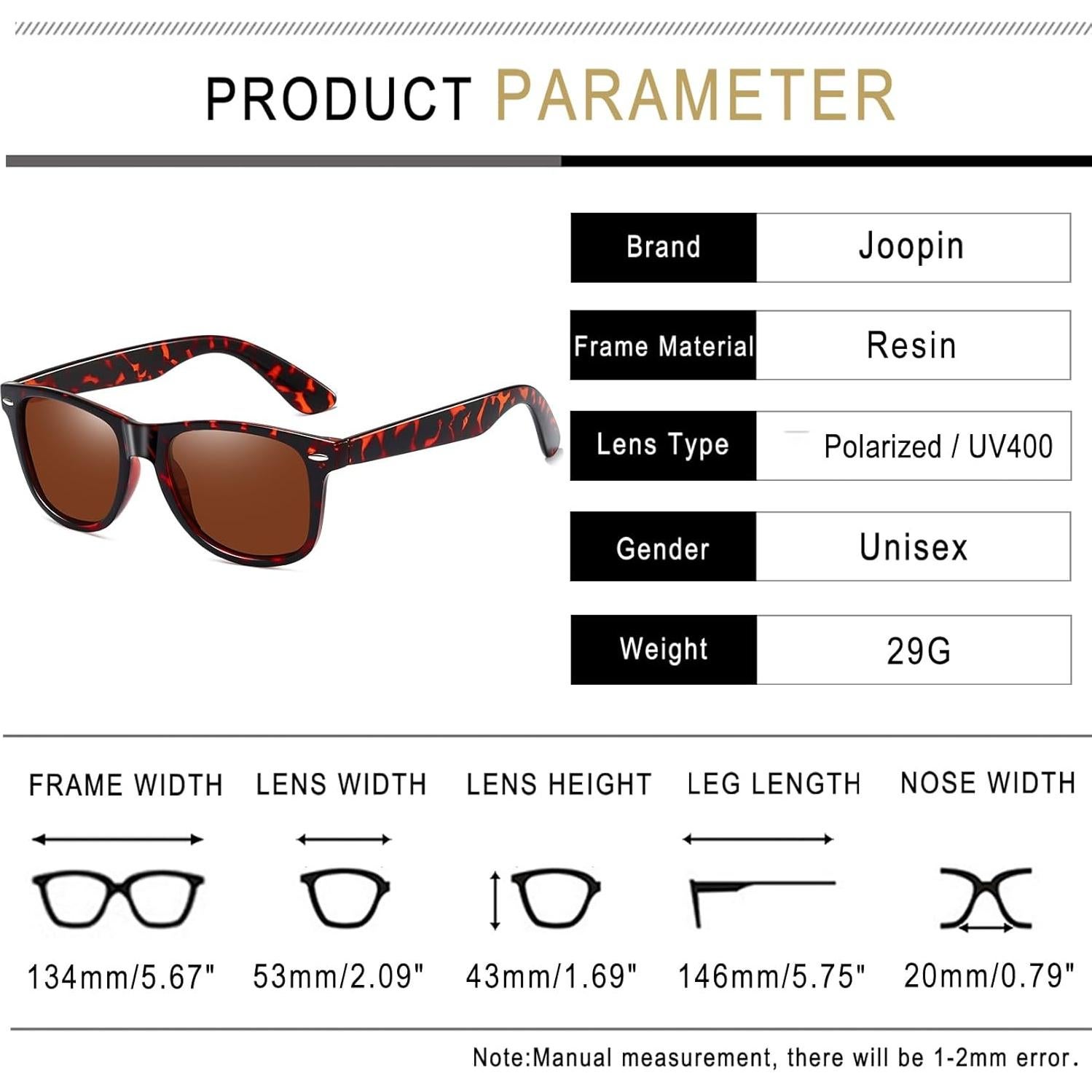 Gafas de sol Joopin cuadradas polarizadas UV400 unisex