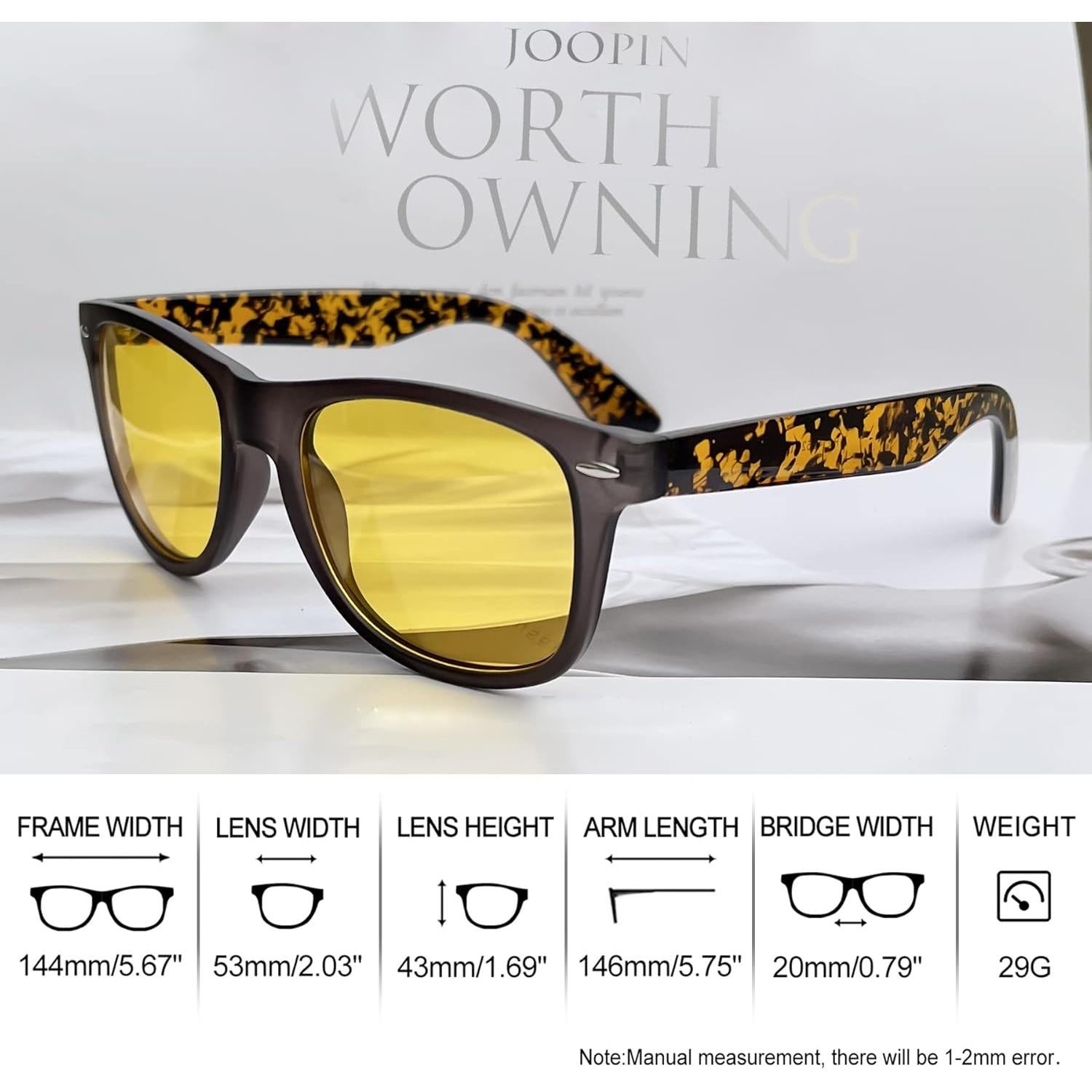 Gafas de sol Joopin cuadradas UV400 unisex con lentes amarillos