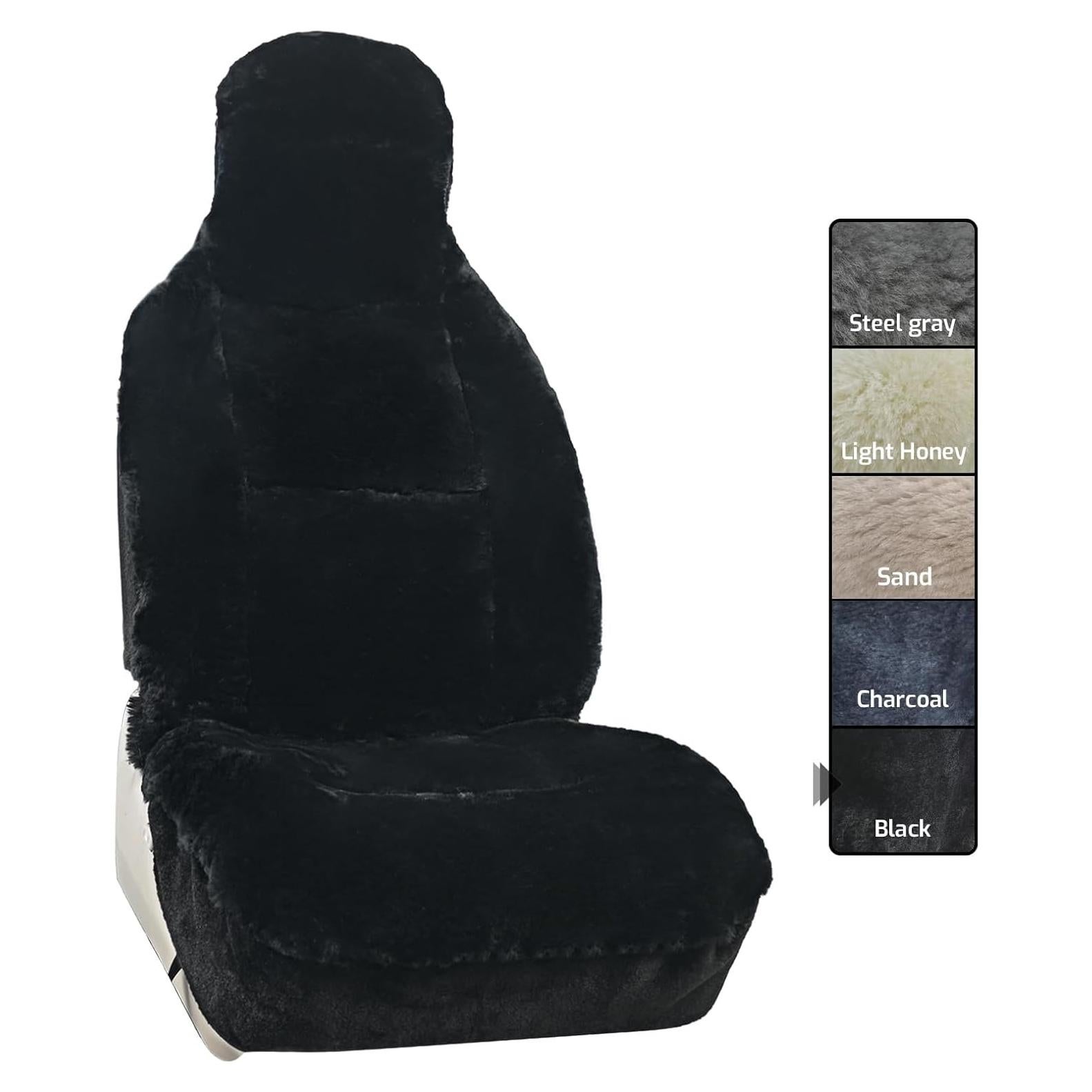 Funda de Asiento de Coche Aegis de Piel de Oveja Merino Negra