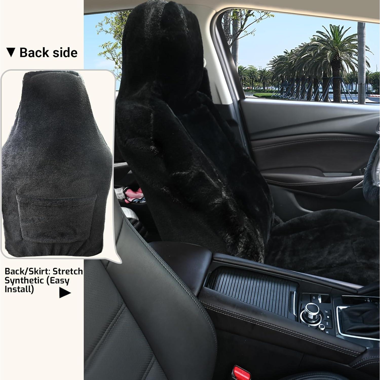 Funda de Asiento de Coche Aegis de Piel de Oveja Merino Negra
