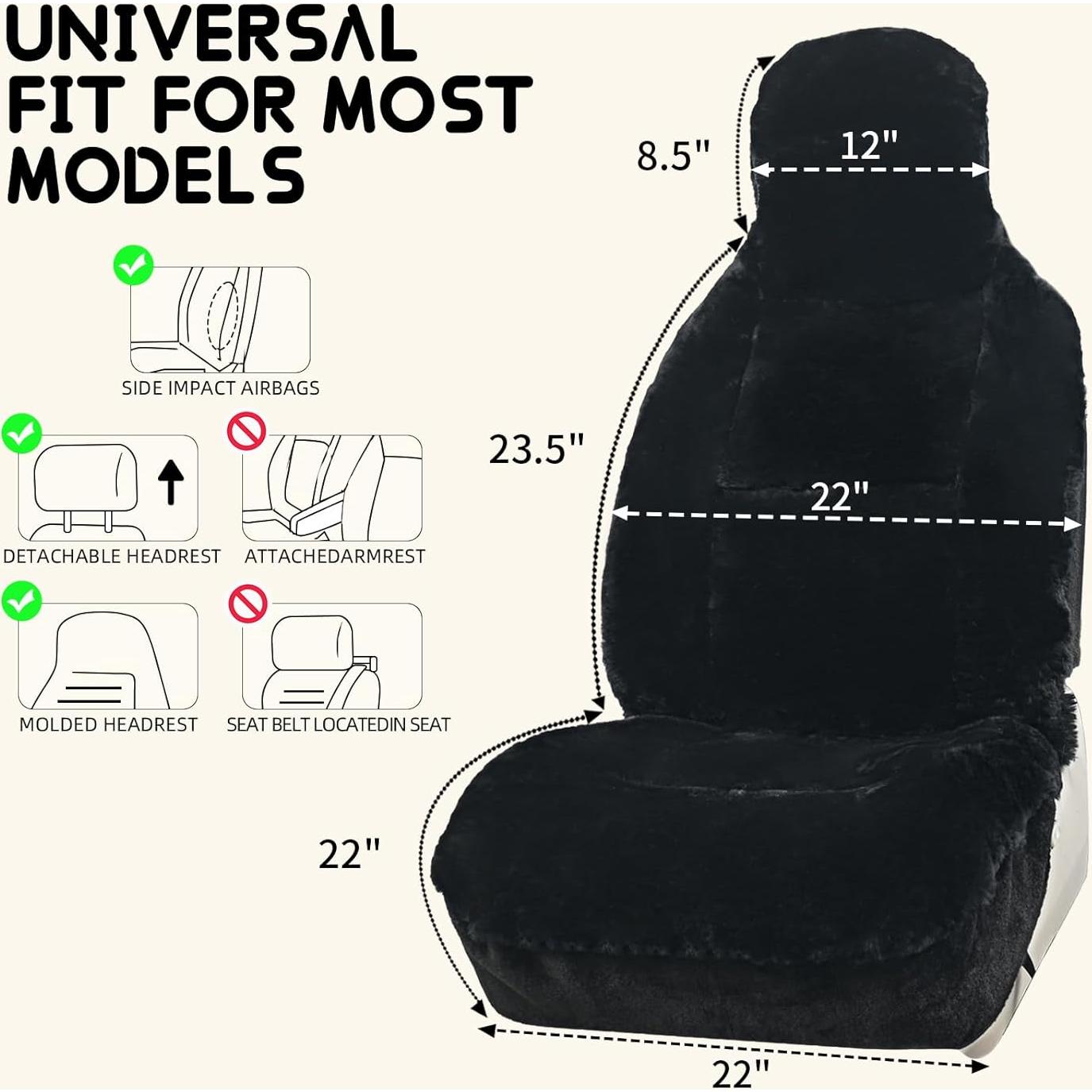 Funda de Asiento de Coche Aegis de Piel de Oveja Merino Negra
