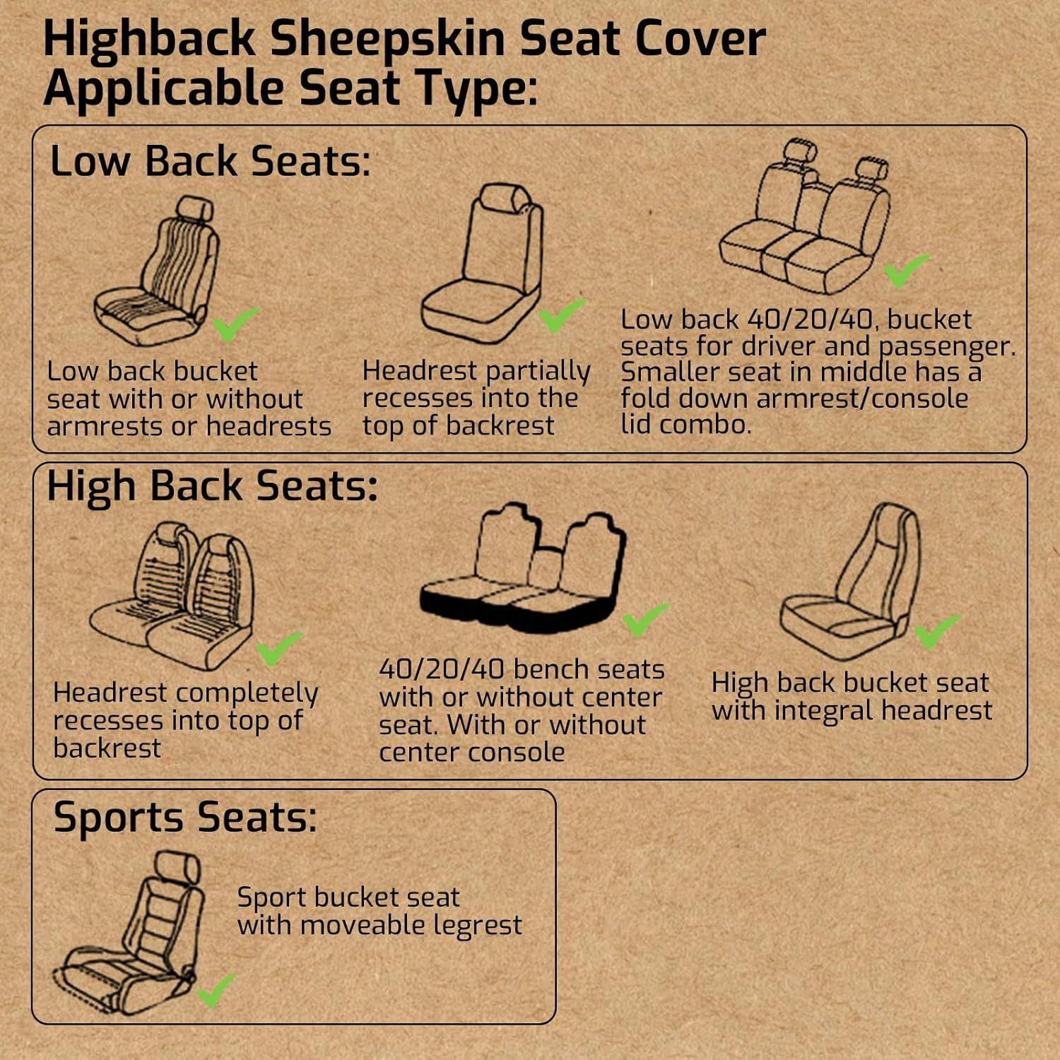 Funda de Asiento de Coche Aegis de Piel de Oveja Merino Negra