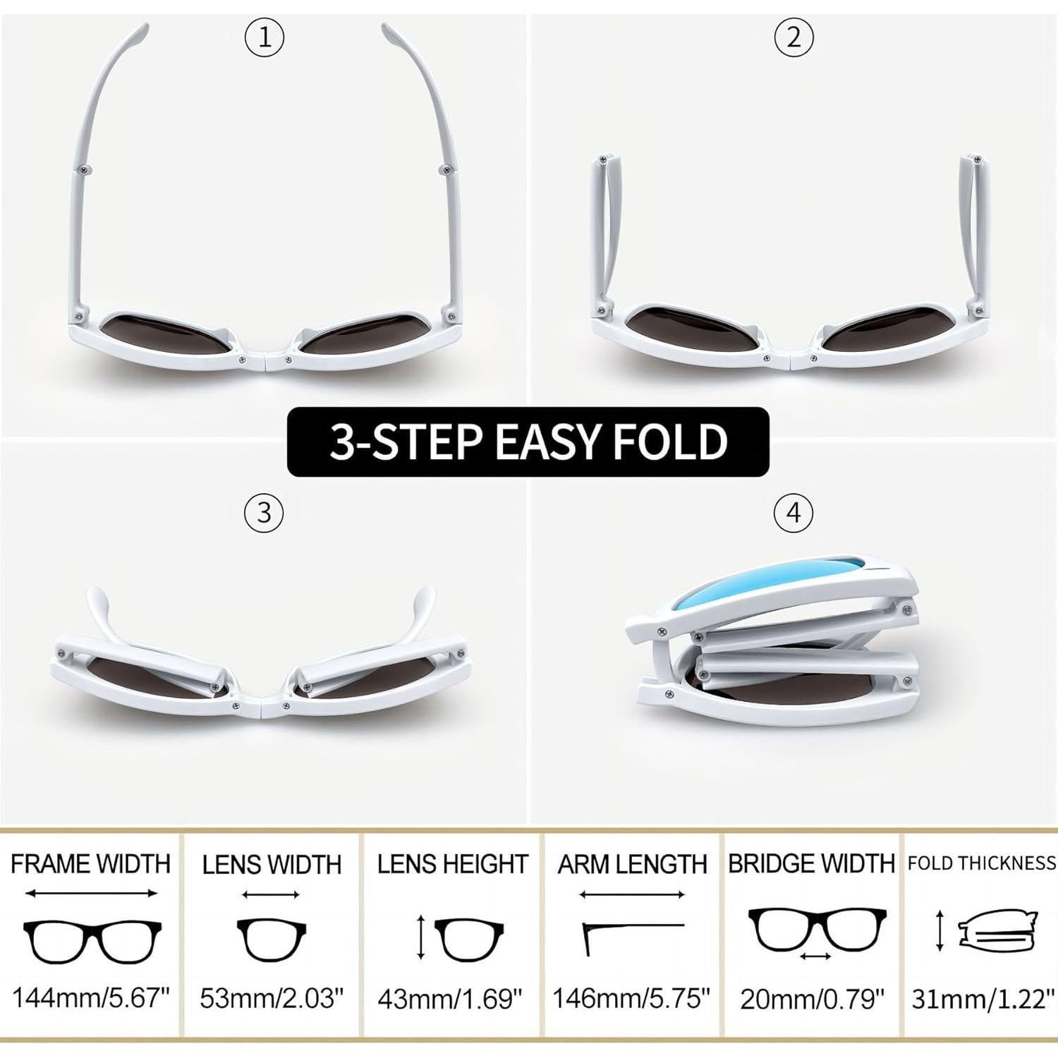 Gafas de sol Joopin plegables UV400 polarizadas blancas