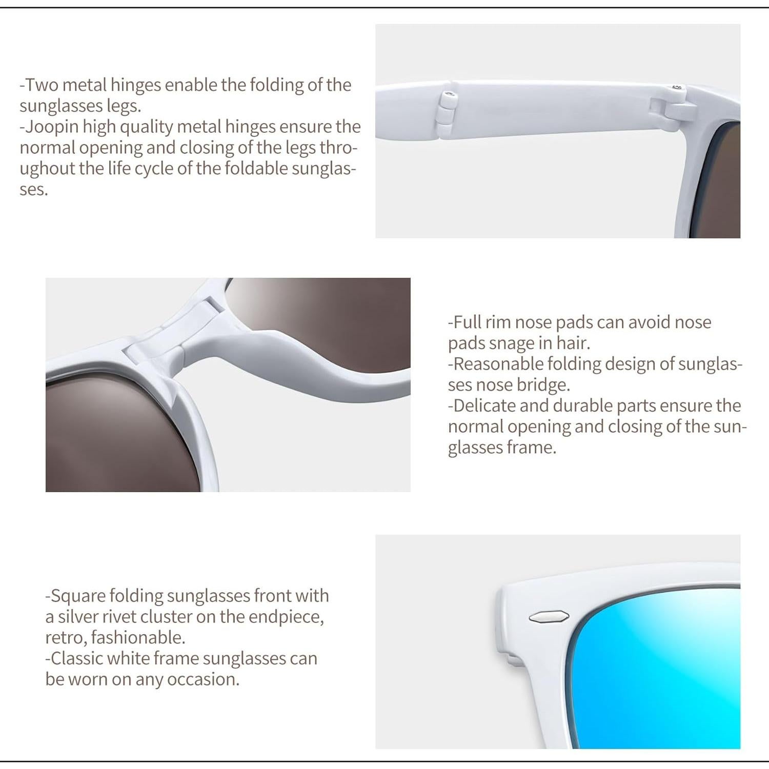 Gafas de sol Joopin plegables UV400 polarizadas blancas