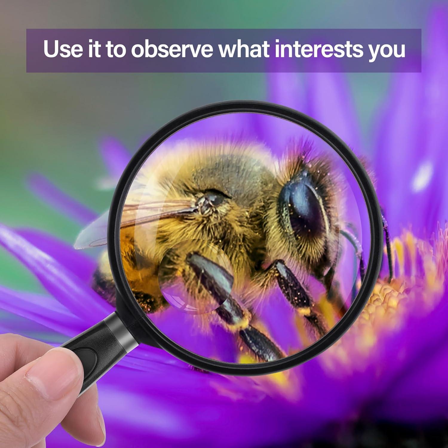 Lupa de Mano Feosky 10X 30X Lente Acrílica 75mm Negra