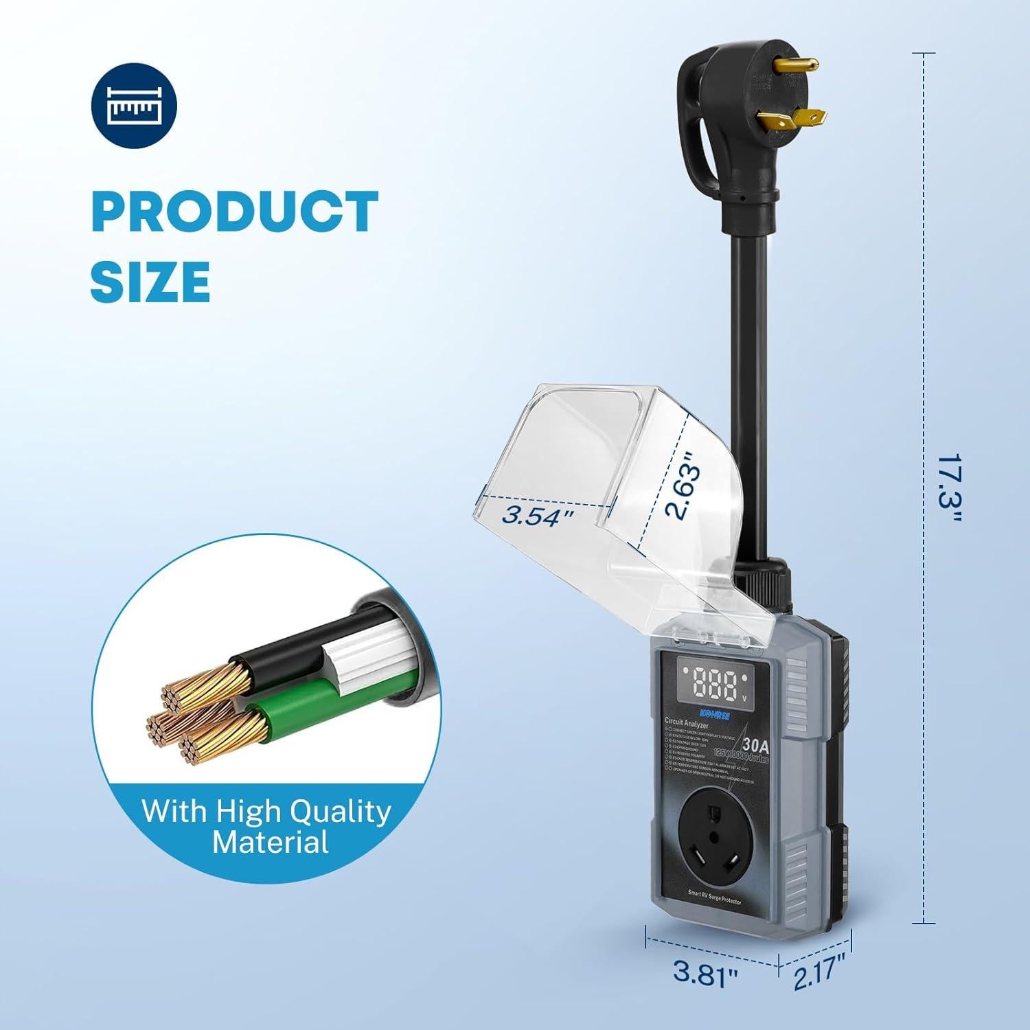 Protector de Sobretensión Kohree 30A 10000J con Pantalla LED