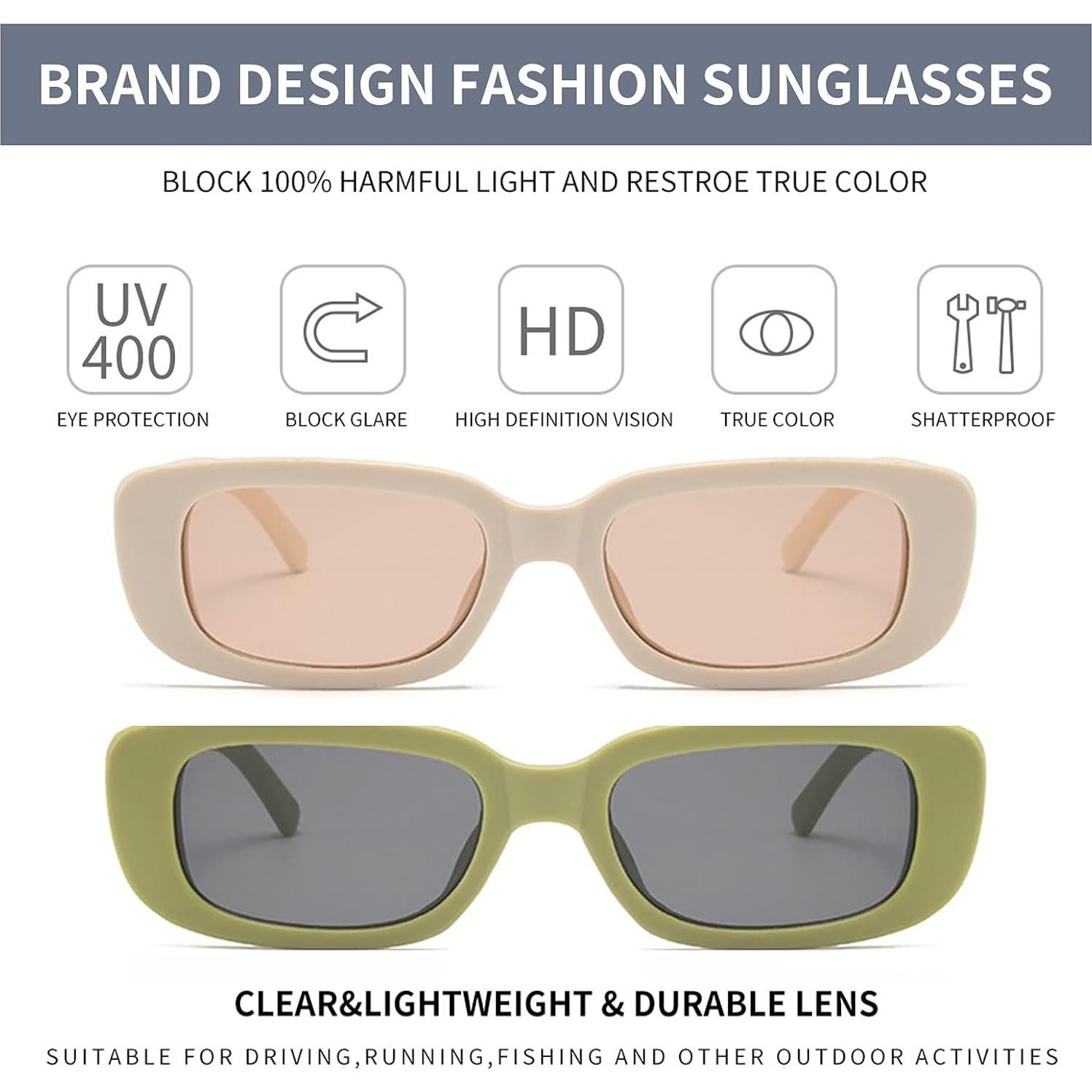 Gafas de sol rectangulares Dollger UV400 para hombres y mujeres