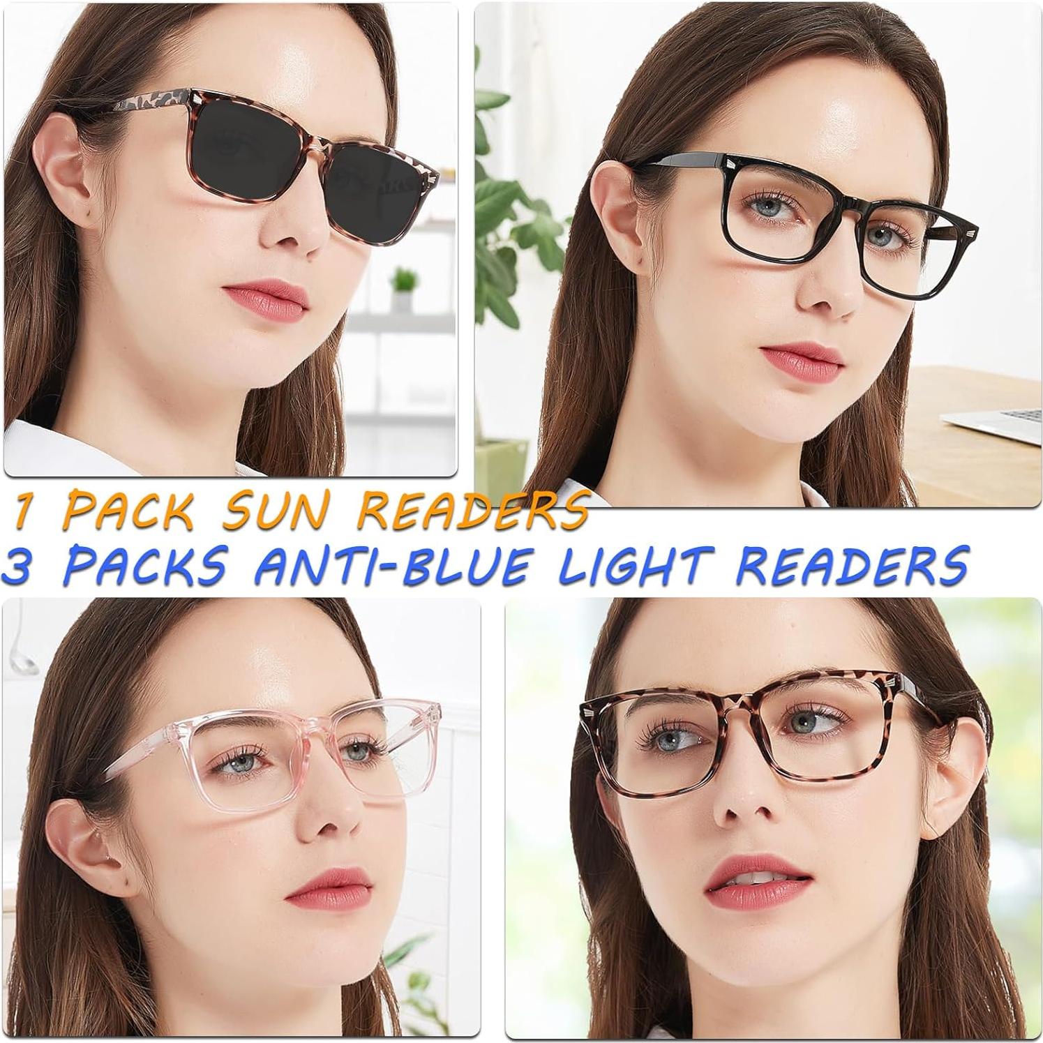 Gafas de Lectura con Bloqueo de Luz Azul WEMOOTANTS - 4 Pack