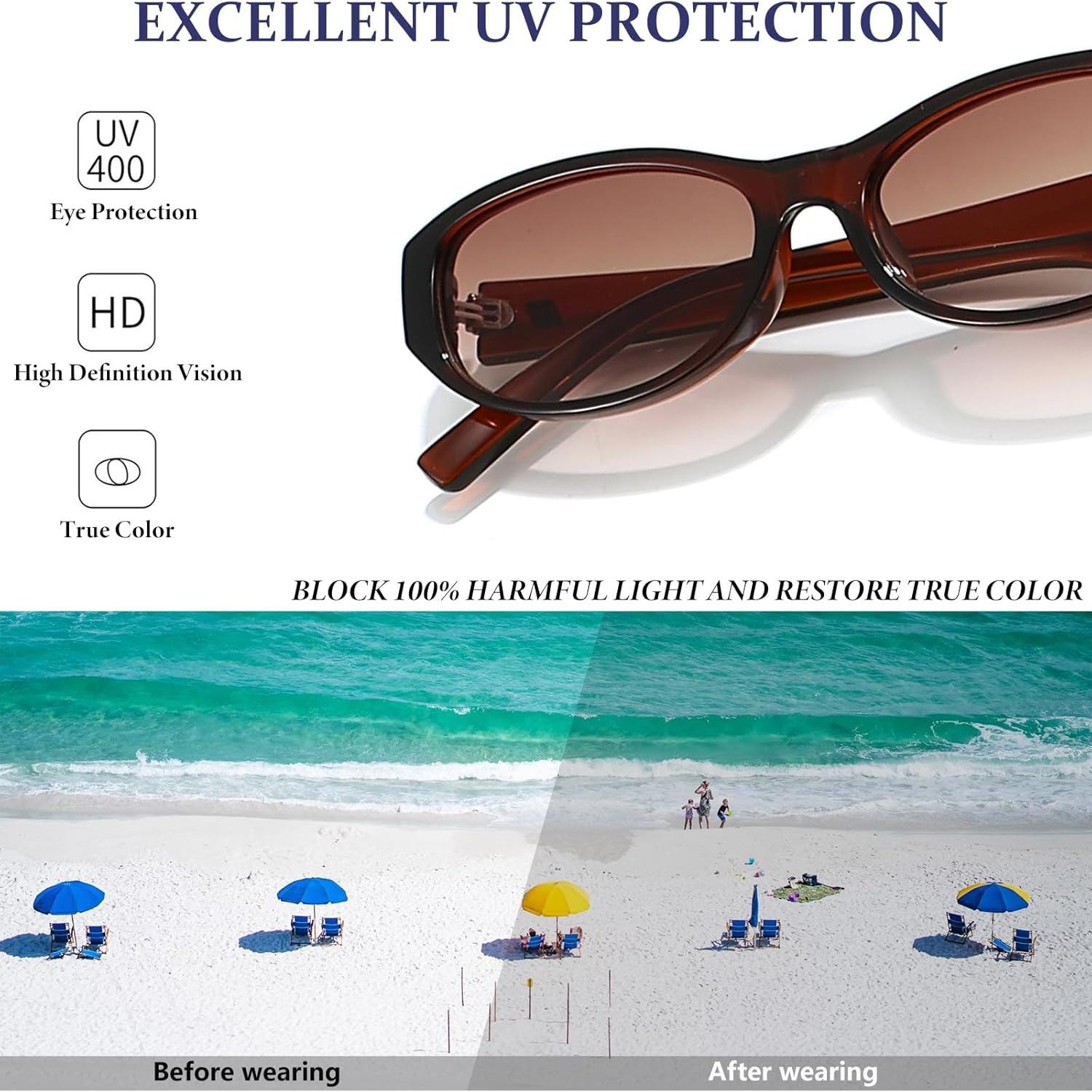 Gafas de sol ovaladas BRMHDY para mujeres, UV400, retro