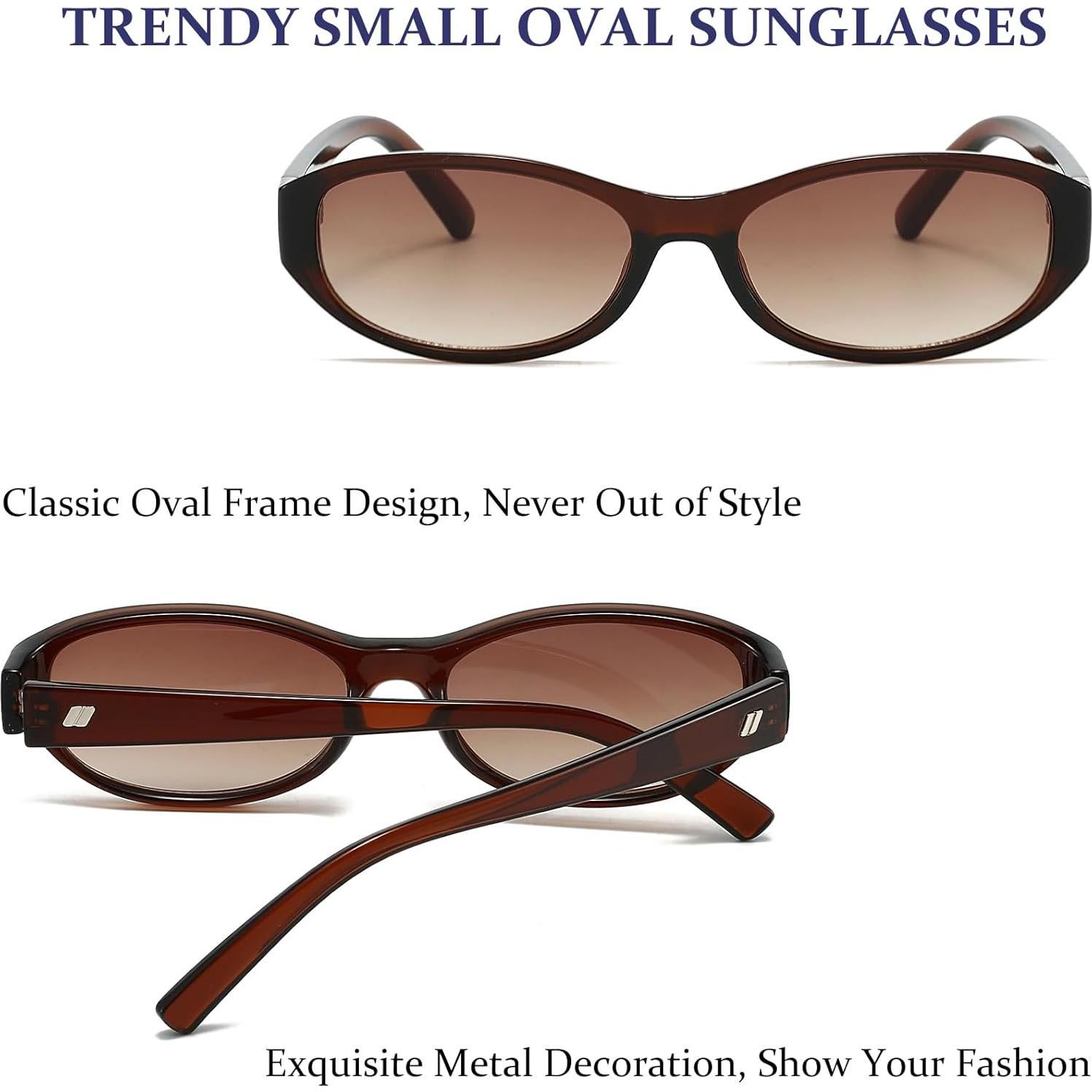 Gafas de sol ovaladas BRMHDY para mujeres, UV400, retro