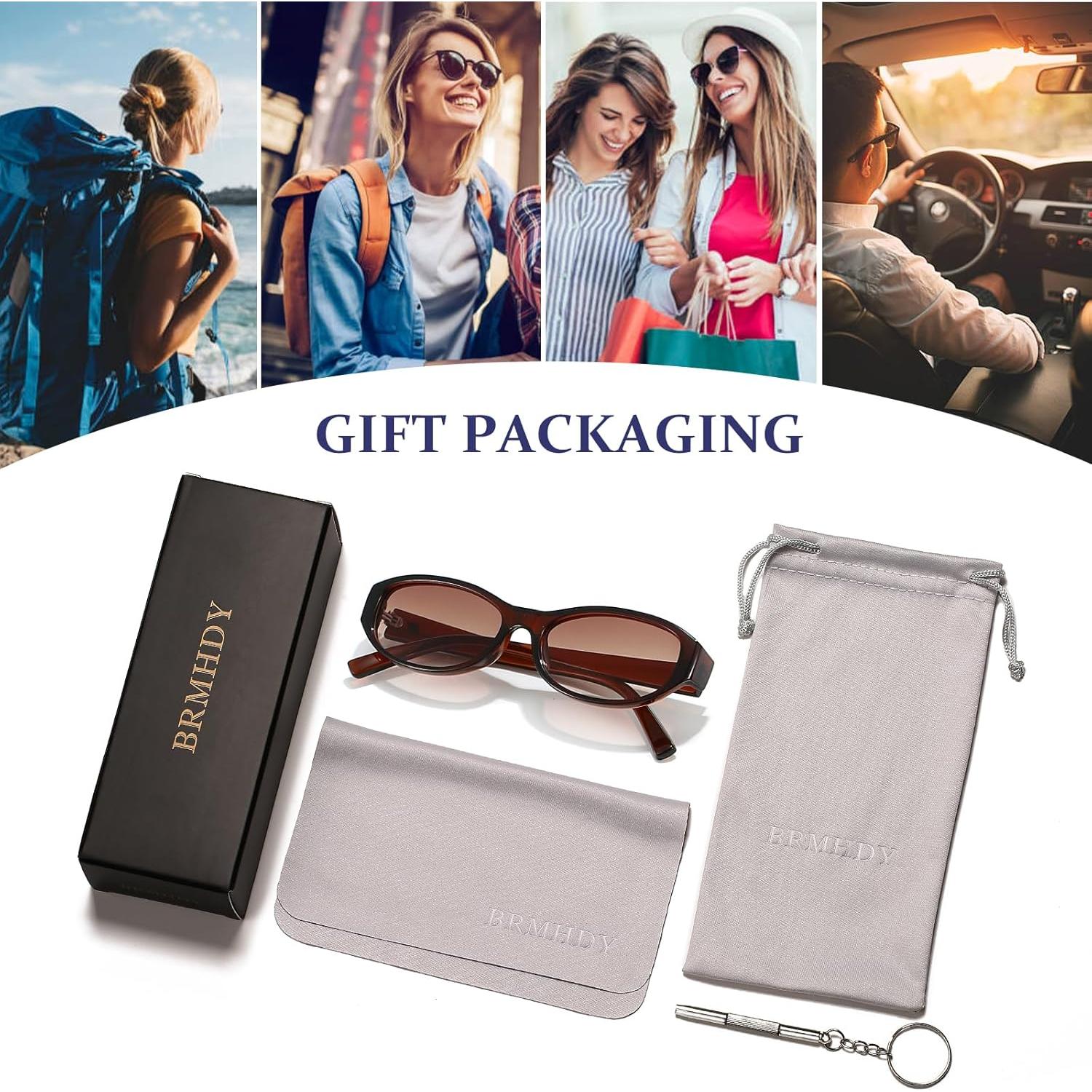 Gafas de sol ovaladas BRMHDY para mujeres, UV400, retro