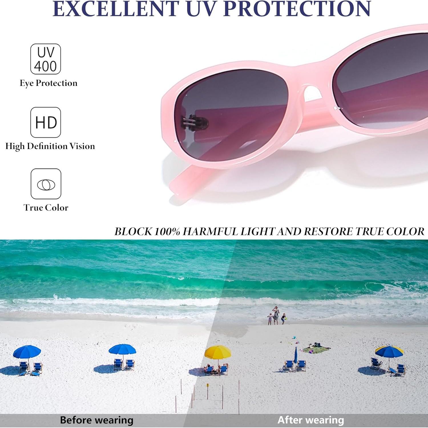 Gafas de sol ovaladas BRMHDY para mujeres, UV400, estilo 90s