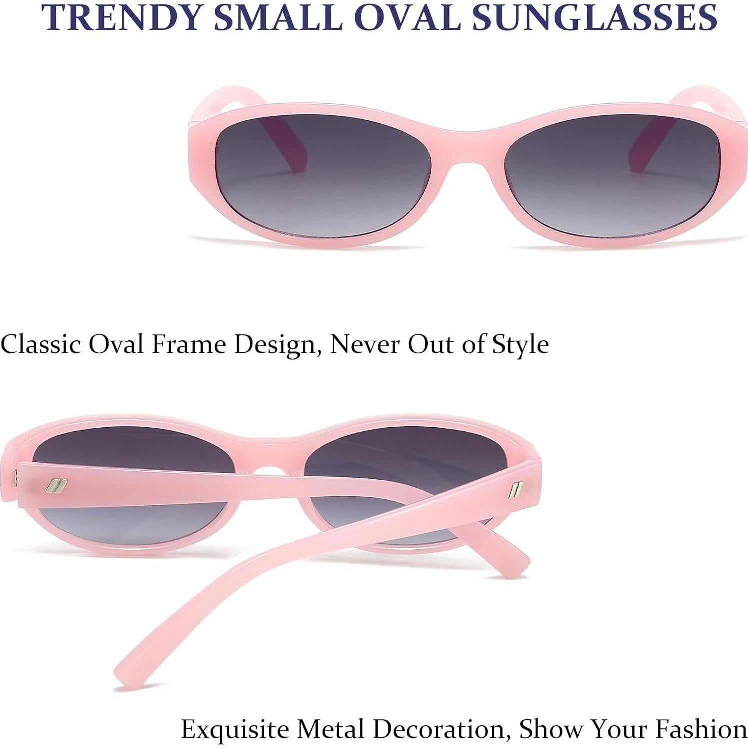 Gafas de sol ovaladas BRMHDY para mujeres, UV400, estilo 90s