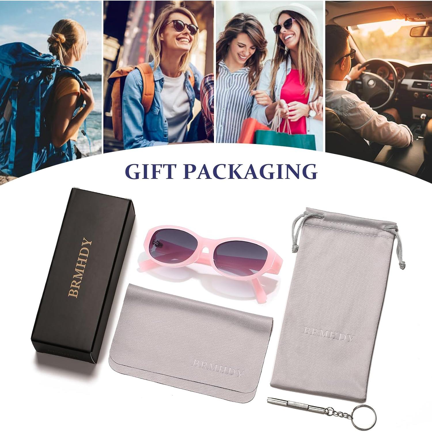 Gafas de sol ovaladas BRMHDY para mujeres, UV400, estilo 90s