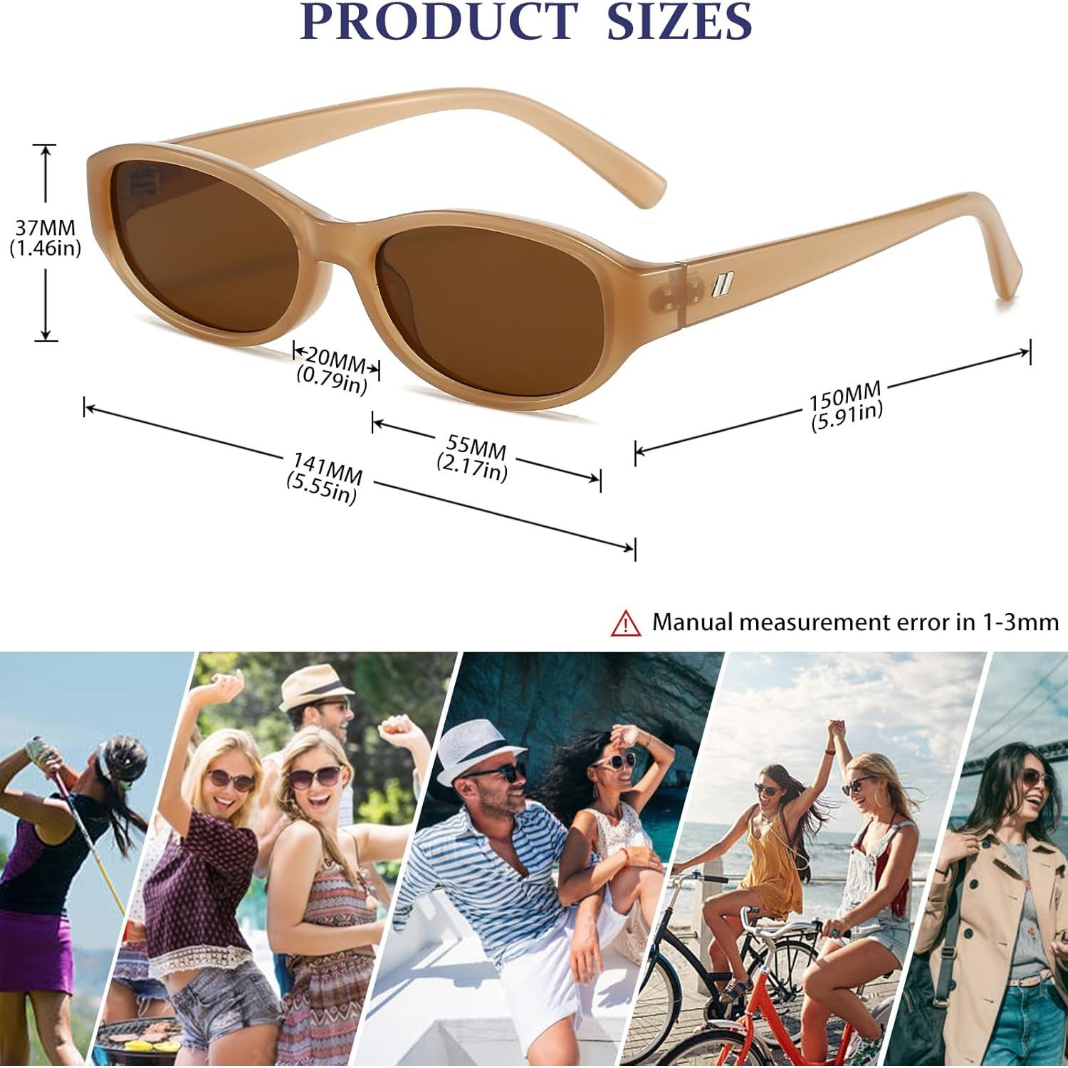 Gafas de sol ovaladas BRMHDY para mujeres estilo 90s