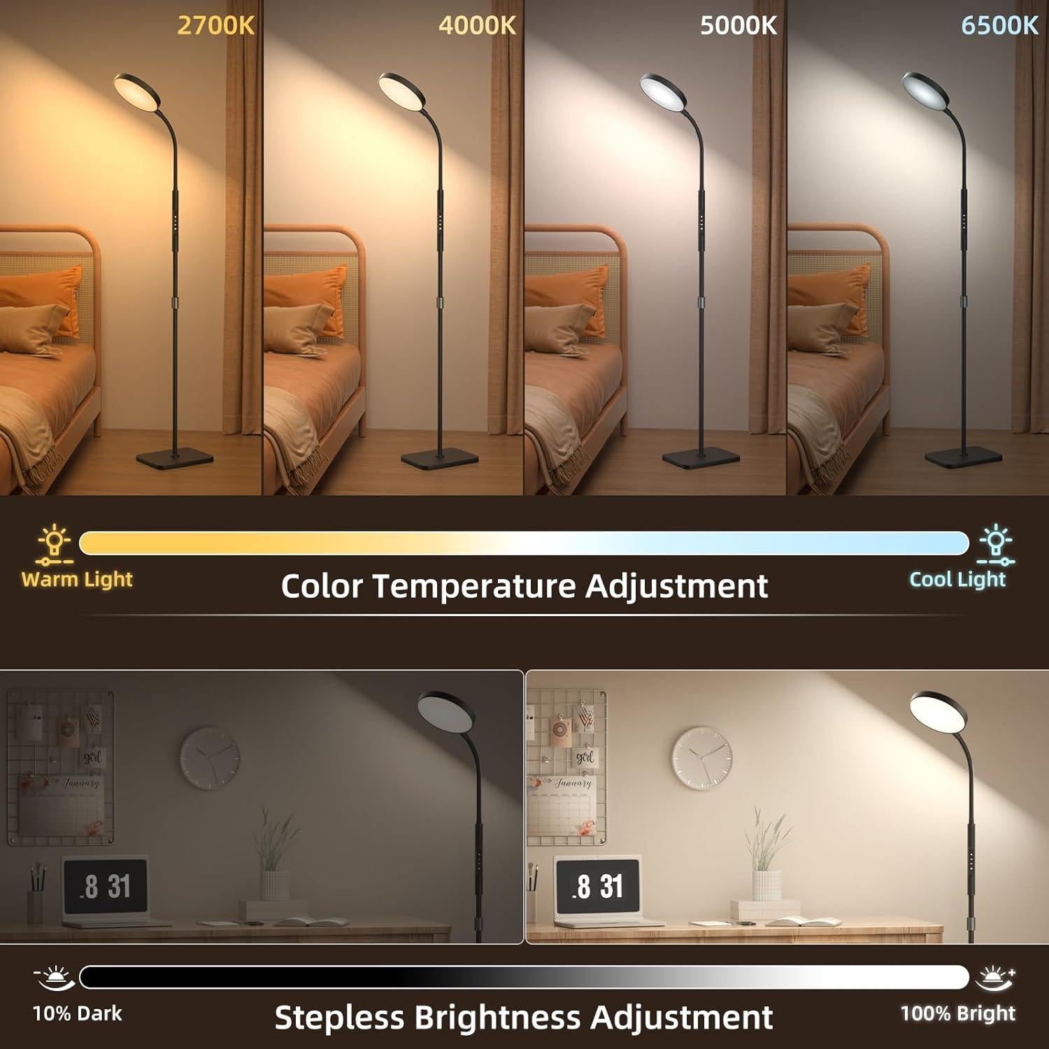 Lámpara de Pie LED PACOVY RGB 120 LEDs Regulable 18W