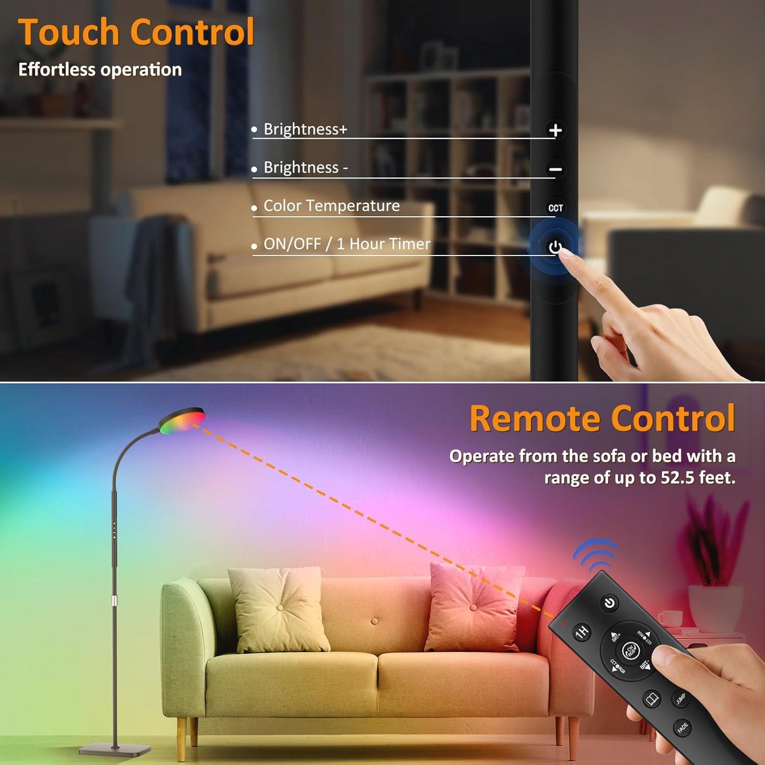 Lámpara de Pie LED PACOVY RGB 120 LEDs Regulable 18W