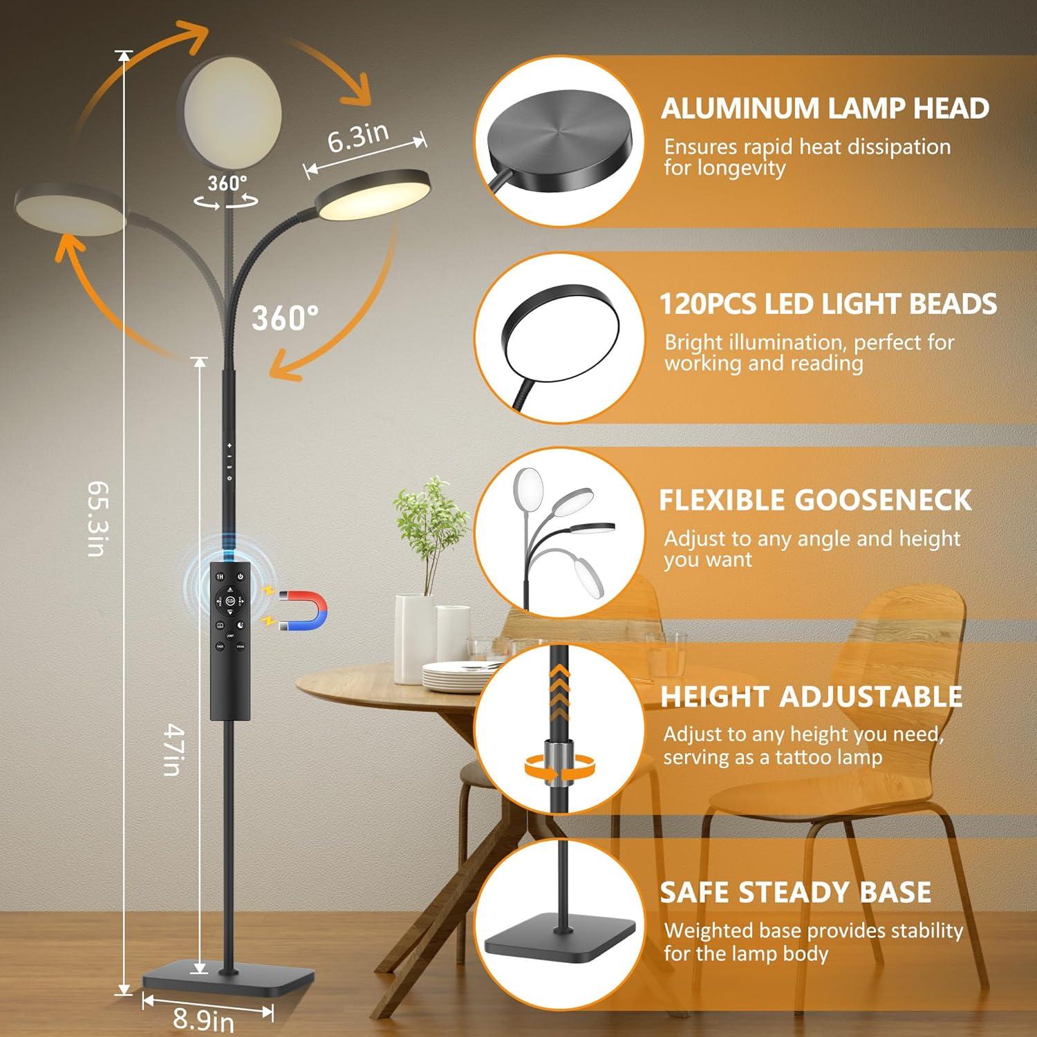 Lámpara de Pie LED PACOVY RGB 120 LEDs Regulable 18W