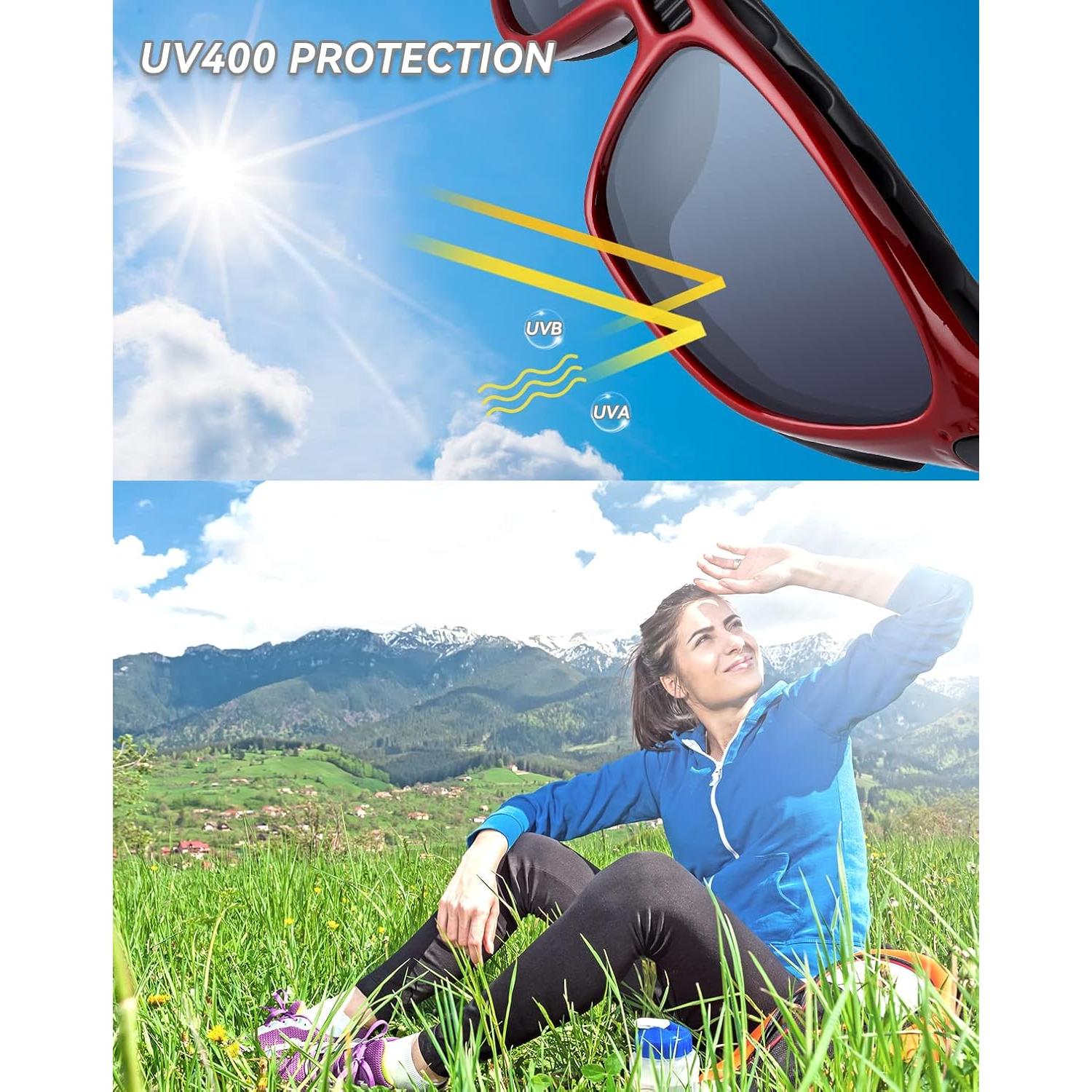 Gafas de Sol Deportivas BEACOOL Polarizadas UV400 Rojo